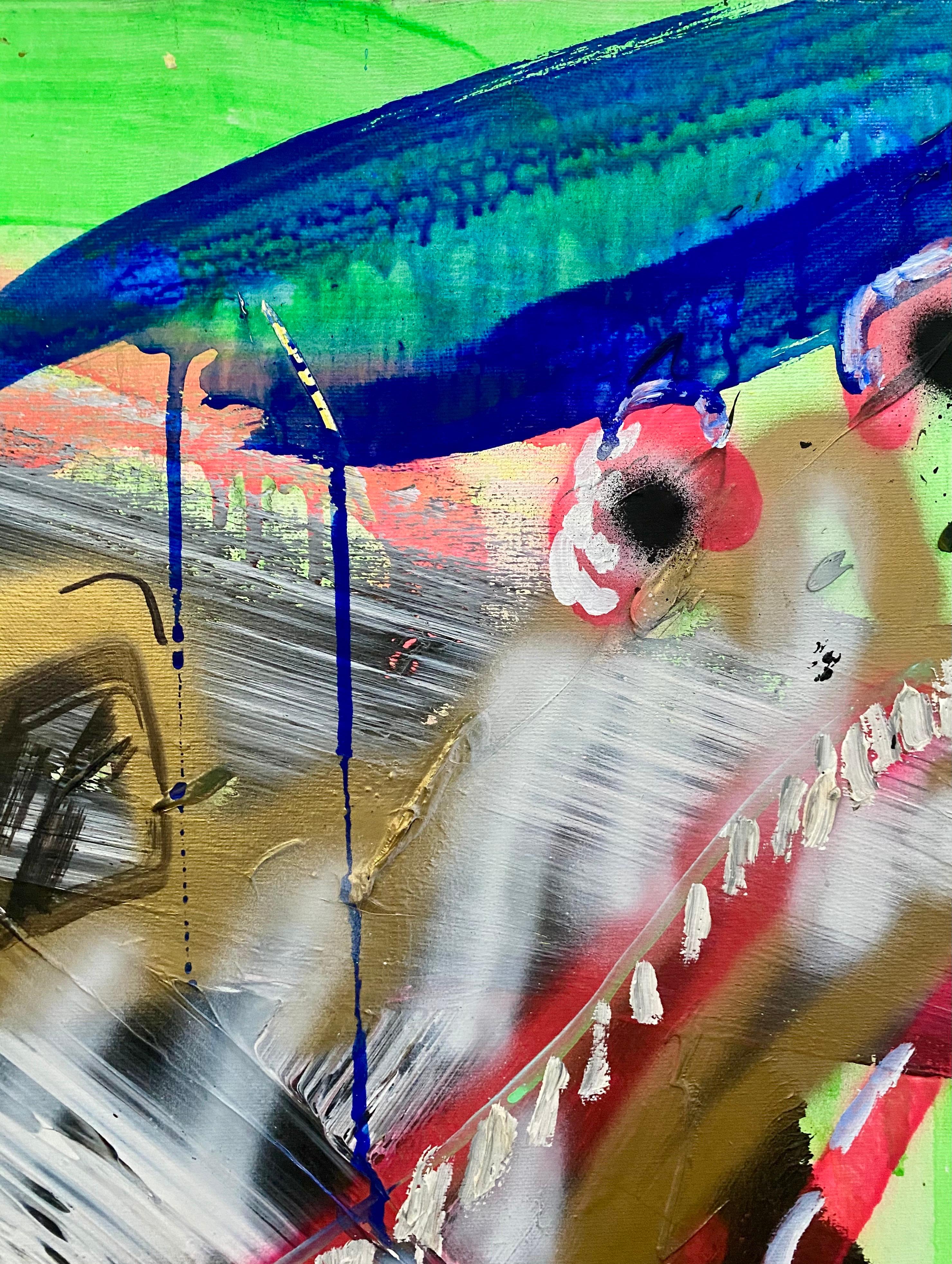 Técnica mixta Pintura al óleo y pintura en spray Pintura abstracta Autorretrato - Painting Contemporáneo de Kadar Brock