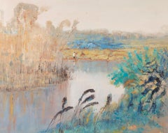 KaDi Pan Paisaje Original Óleo Sobre Lienzo "Jiangnan Encanto- Juncos"