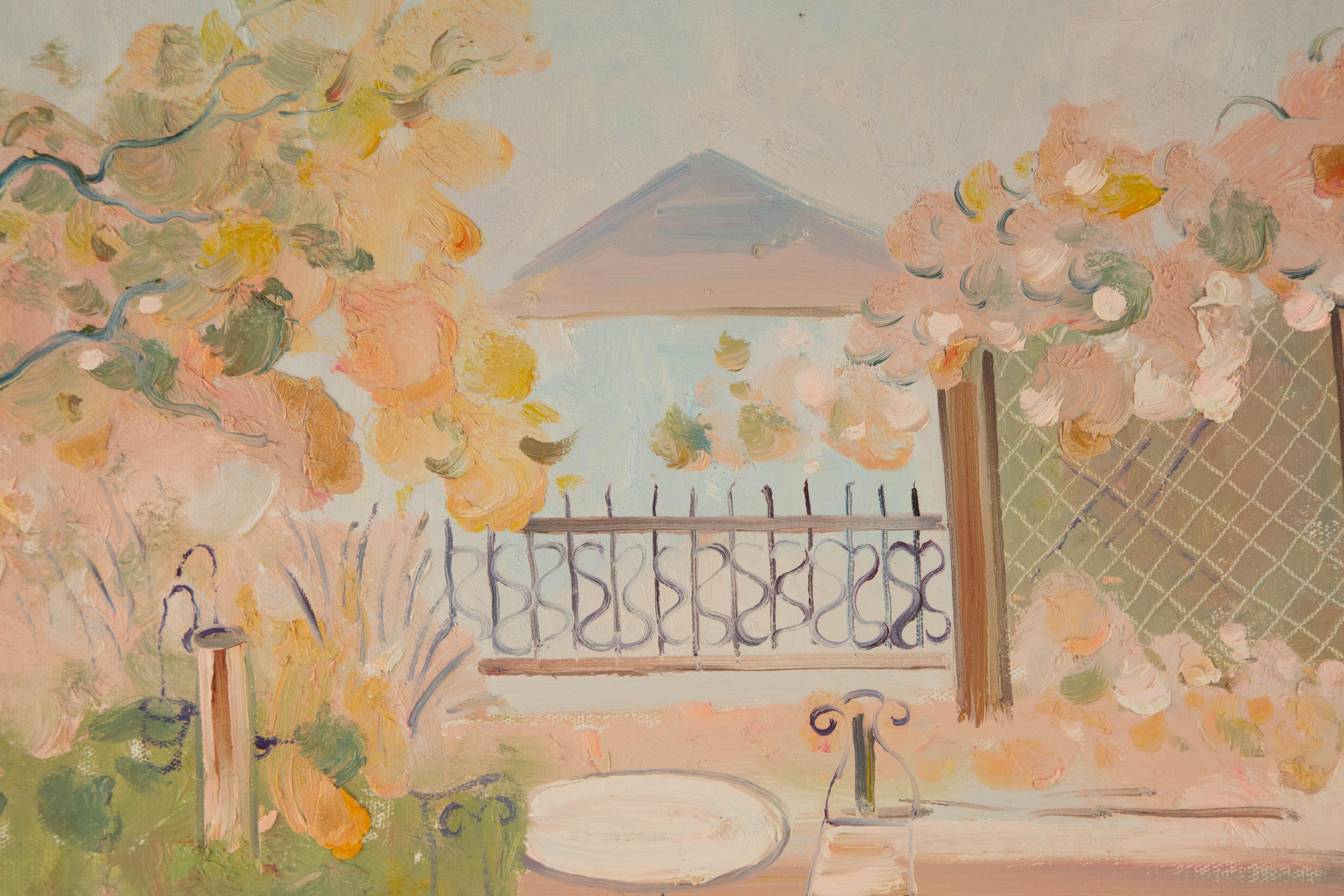 Peinture à l'huile originale de KaDi Pan Landscape « Little Garden » (petit jardin) en vente 1