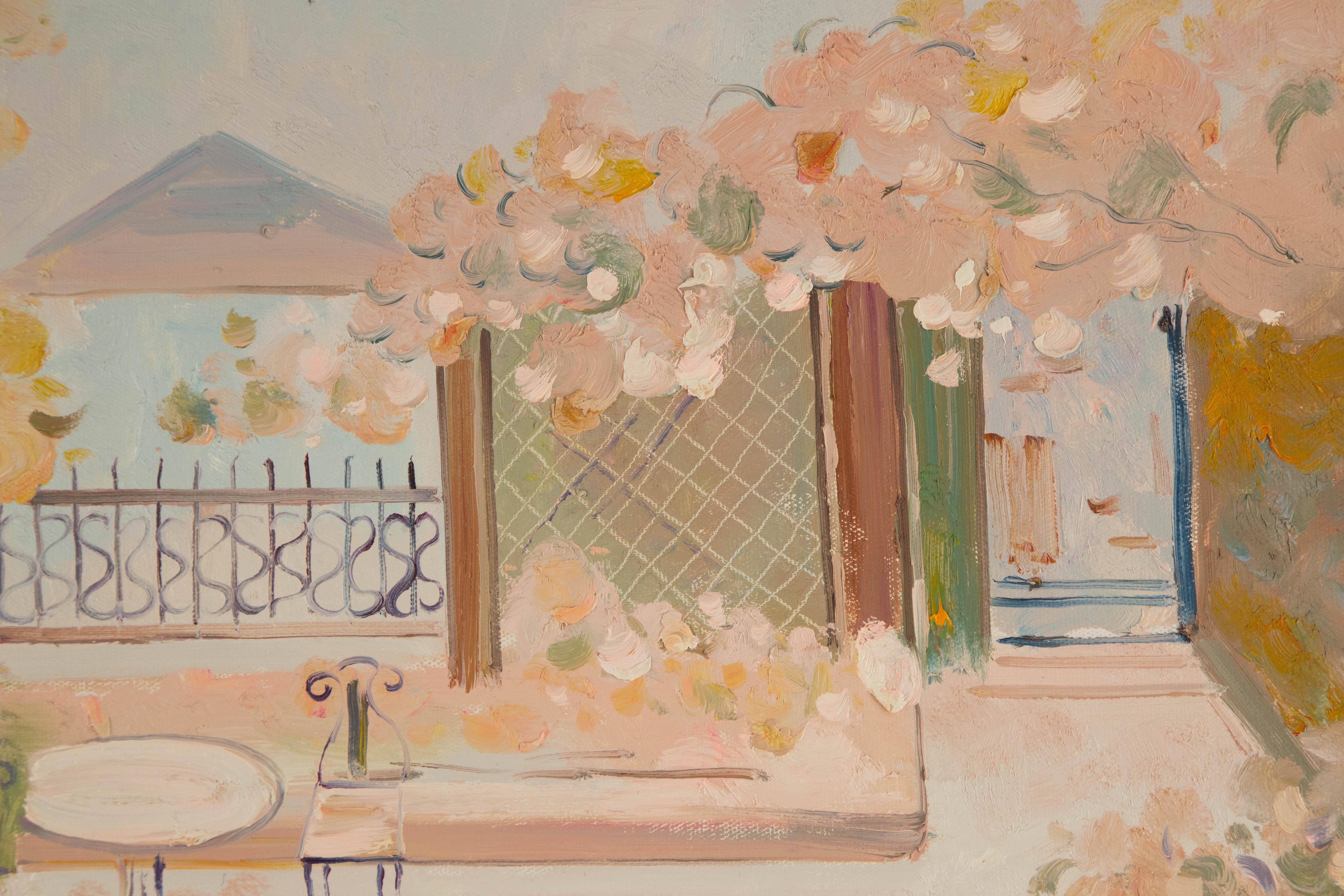 Peinture à l'huile originale de KaDi Pan Landscape « Little Garden » (petit jardin) en vente 3