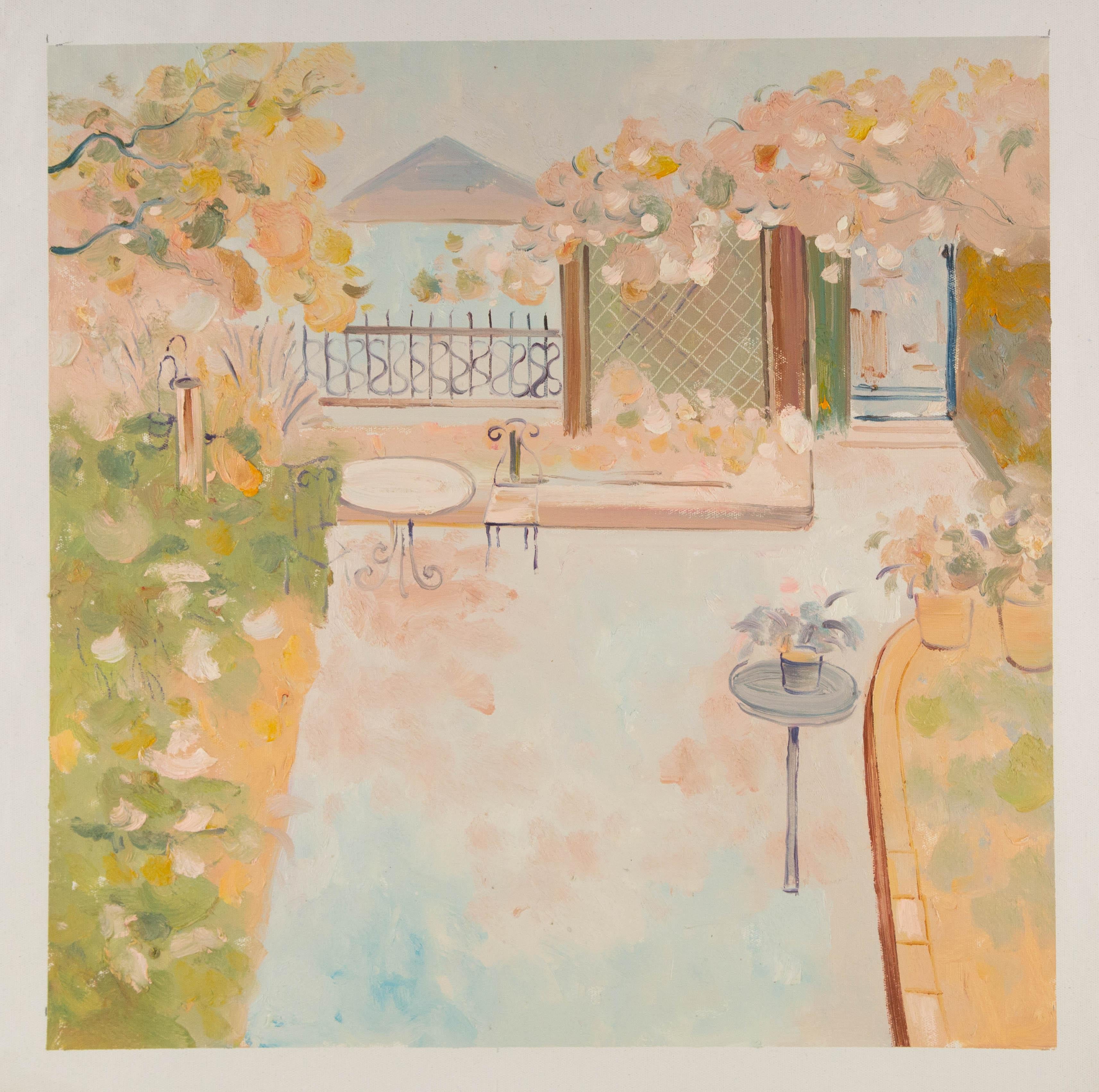 Peinture à l'huile originale de KaDi Pan Landscape « Little Garden » (petit jardin) en vente 6