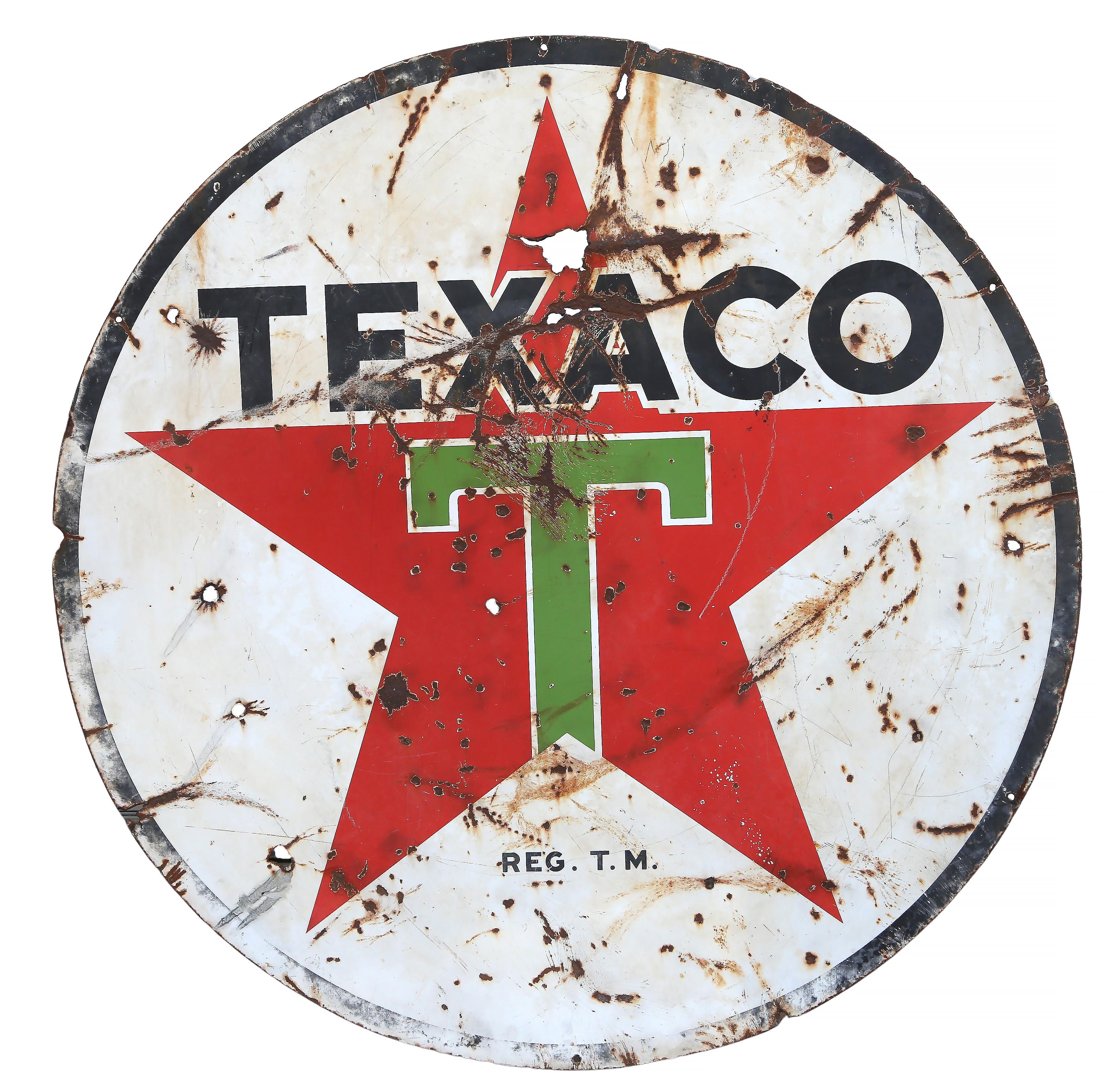 Texaco, pittura Pop Art a tecnica mista su cartello smaltato di Kadir Lopez in vendita 1