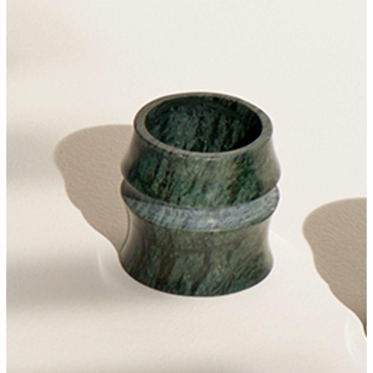 Kadomatsu Cup by Michele Chiossi
Jap Vegetation Collection
Dimensions: 5.5 x 6 cm
Materials: Verde Guatemala

A zigzag line defines the illusory border between art and design. Chiossi crosses it entirely by creating a collection of vases,