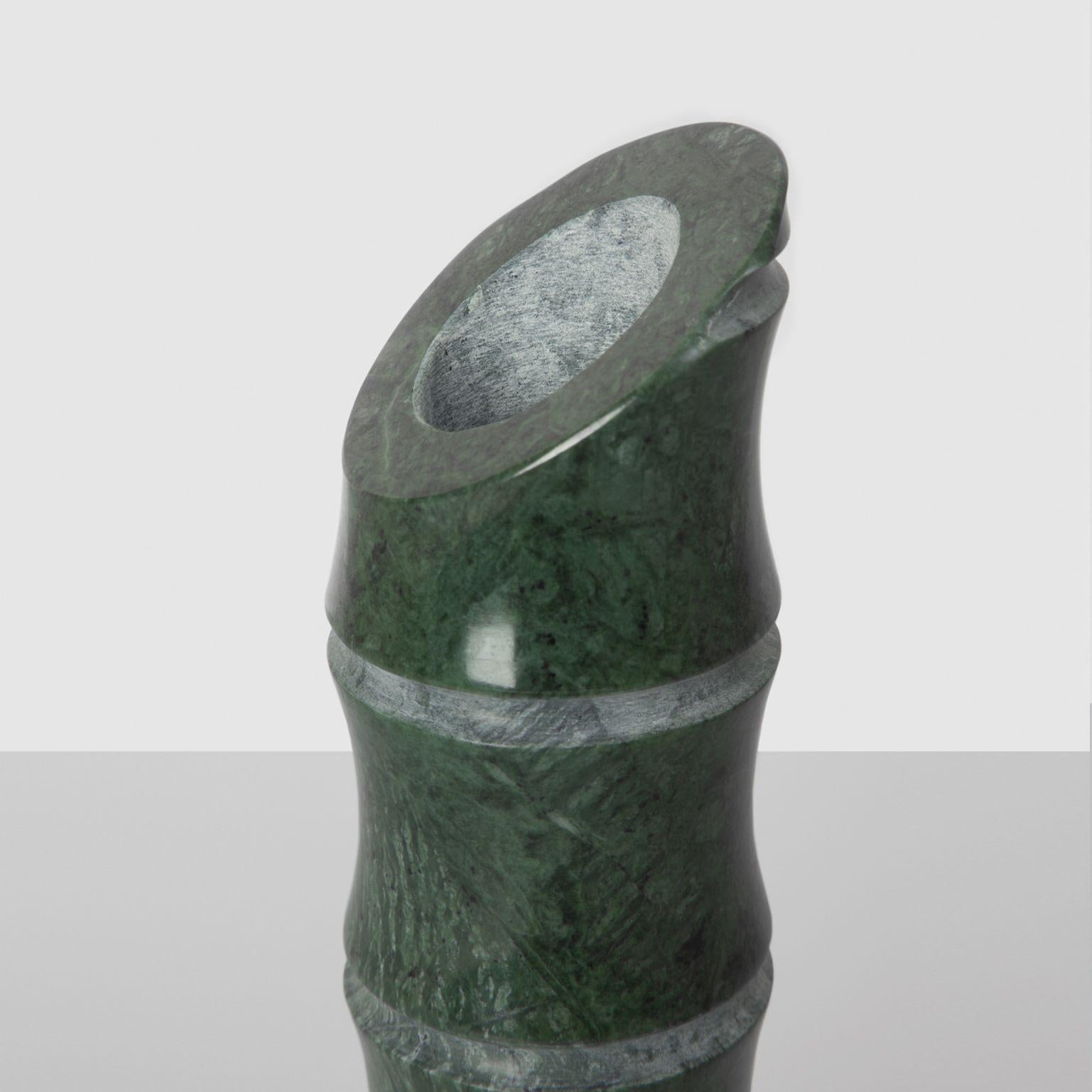 Kadomatsu Vase Medium by Michele Chiossi
Jap Vegetation Collection
Dimensions: 7 x 25 cm
Materials: Verde Guatemala

A zigzag line defines the illusory border between art and design. Chiossi crosses it entirely by creating a collection of