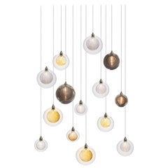 Kadur Drizzle 14, Blown Mixed Glass Dining Room Chandelier by Shakuff