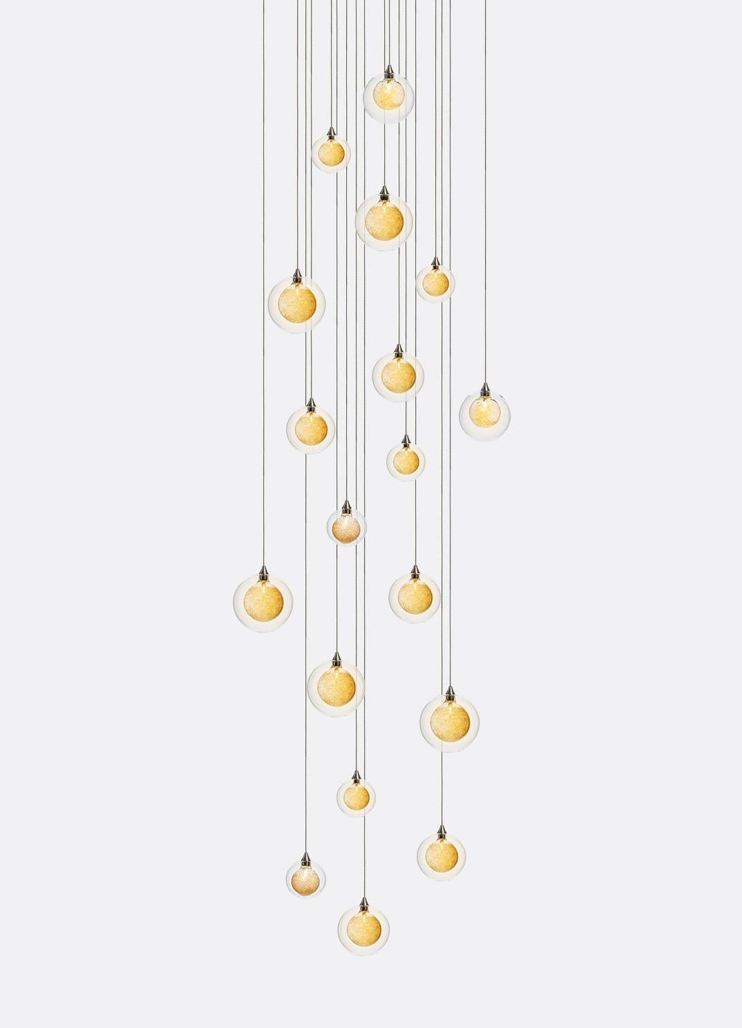 Modern Kadur Drizzle 18, Mixed Blown Glass Pendant Foyer Chandelier by Shakuff For Sale