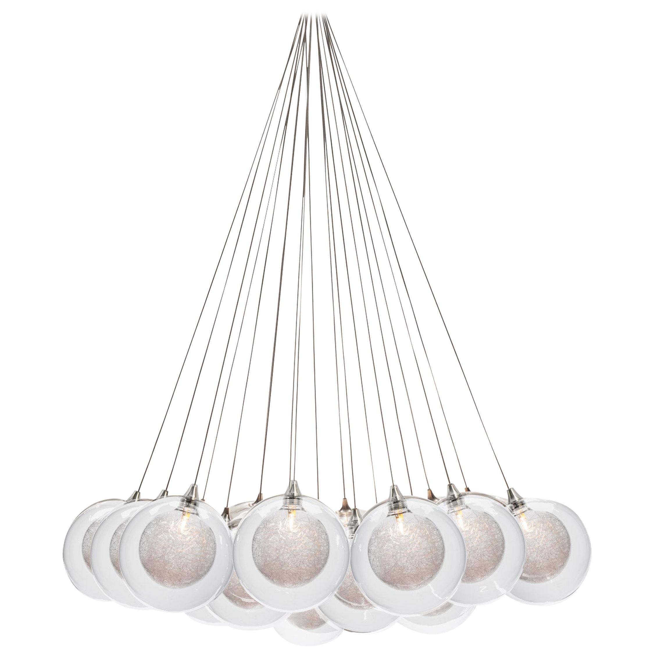 Kadur Drizzle 19 Cluster, Five Inch Blown Glass Livingroom Chandelier by Shakuff For Sale