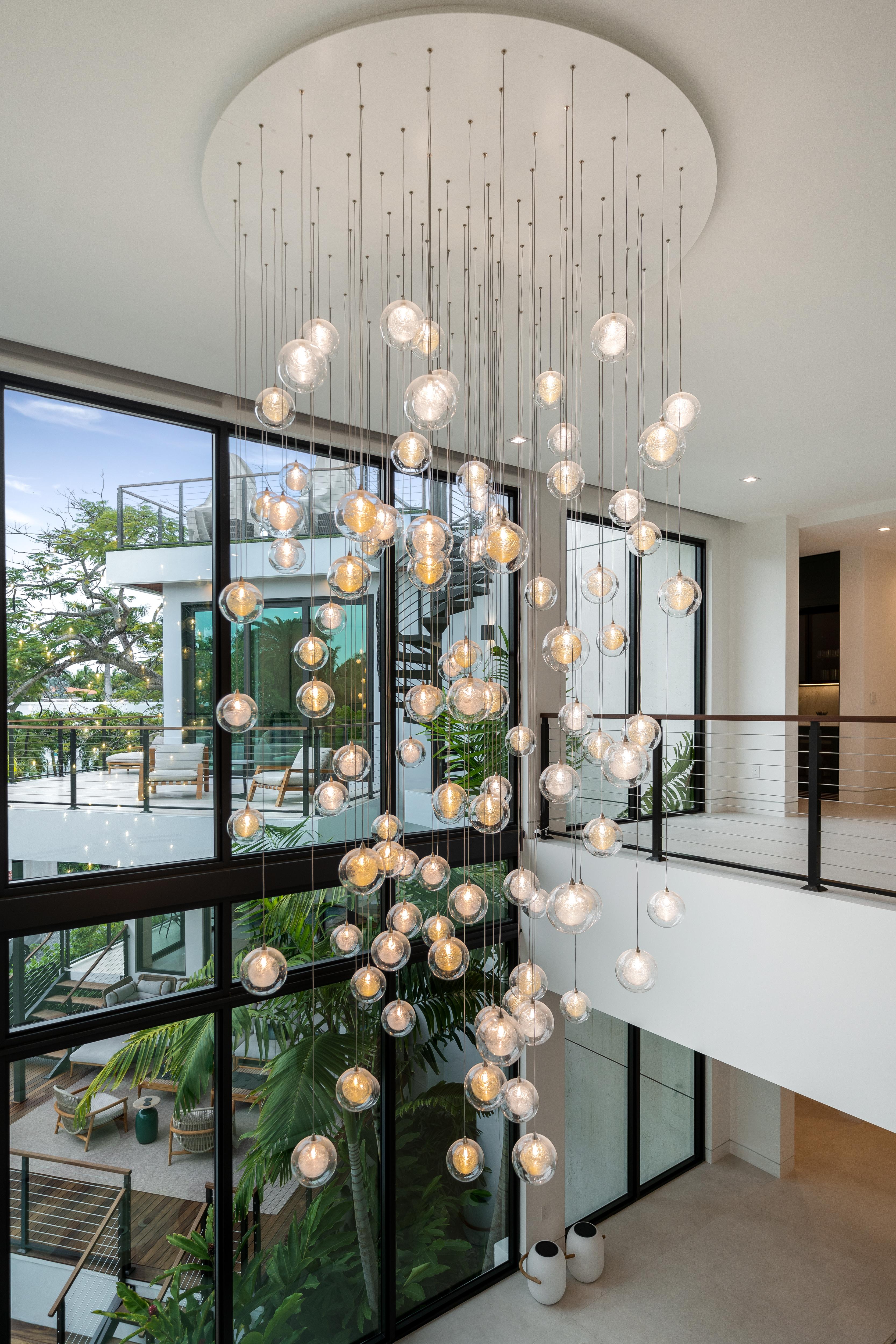 Kadur Drizzle 22, Mixed Blown Glass Pendant Dining Room Chandelier by Shakuff For Sale 1