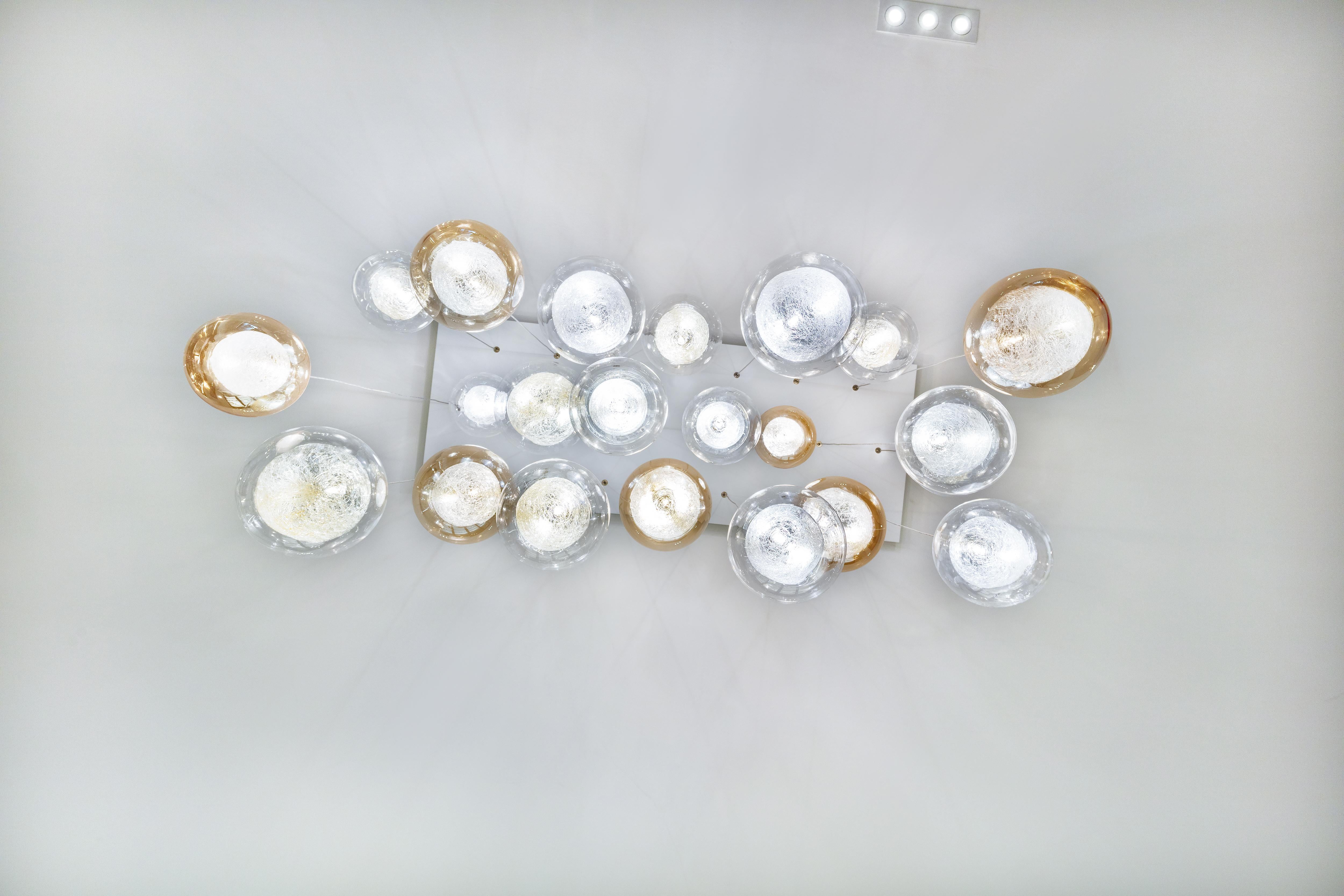 American Kadur Drizzle 22, Mixed Blown Glass Pendant Dining Room Chandelier by Shakuff For Sale