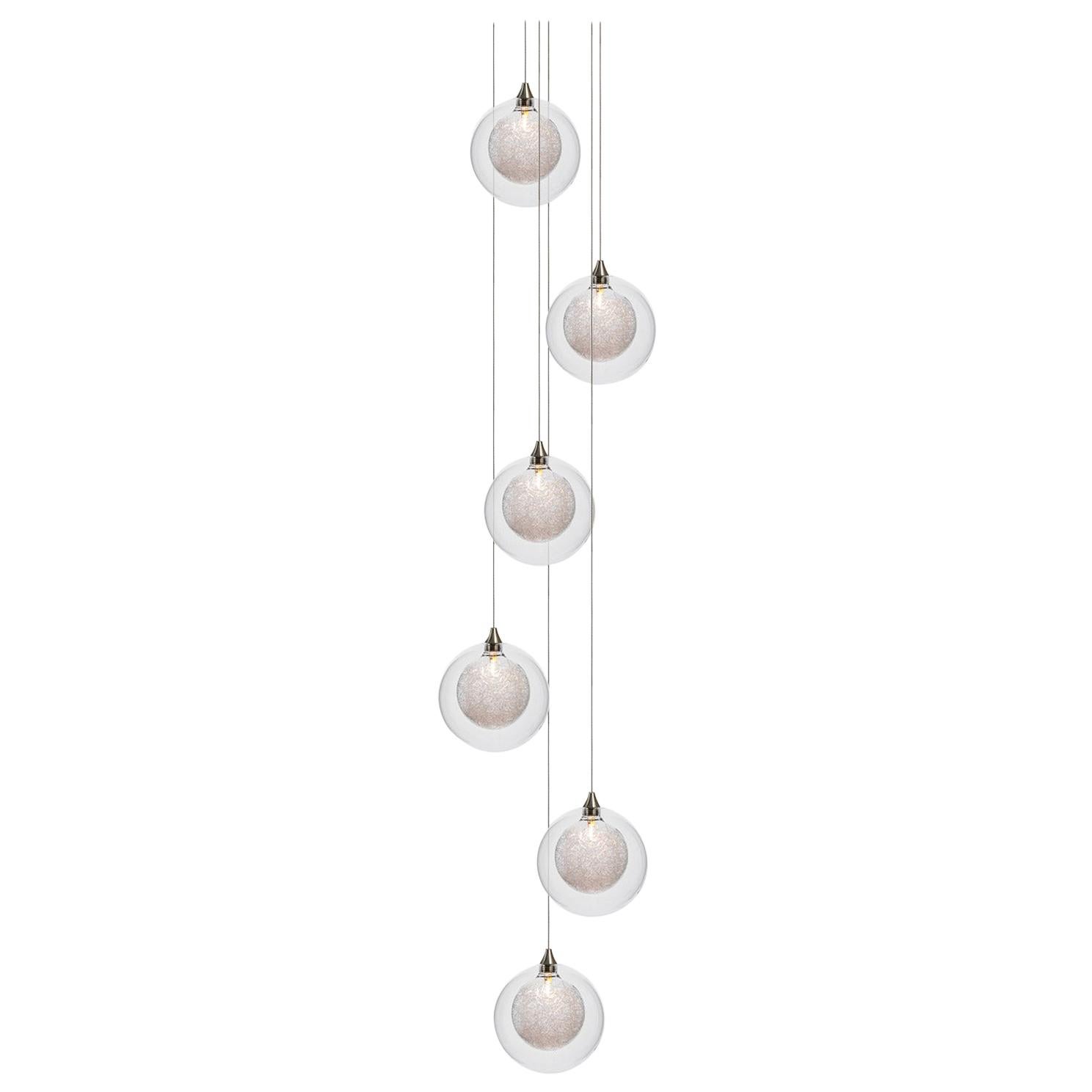 Kadur Drizzle 6, Eight Inch Blown Glass Pendant Foyer Chandelier by Shakuff For Sale
