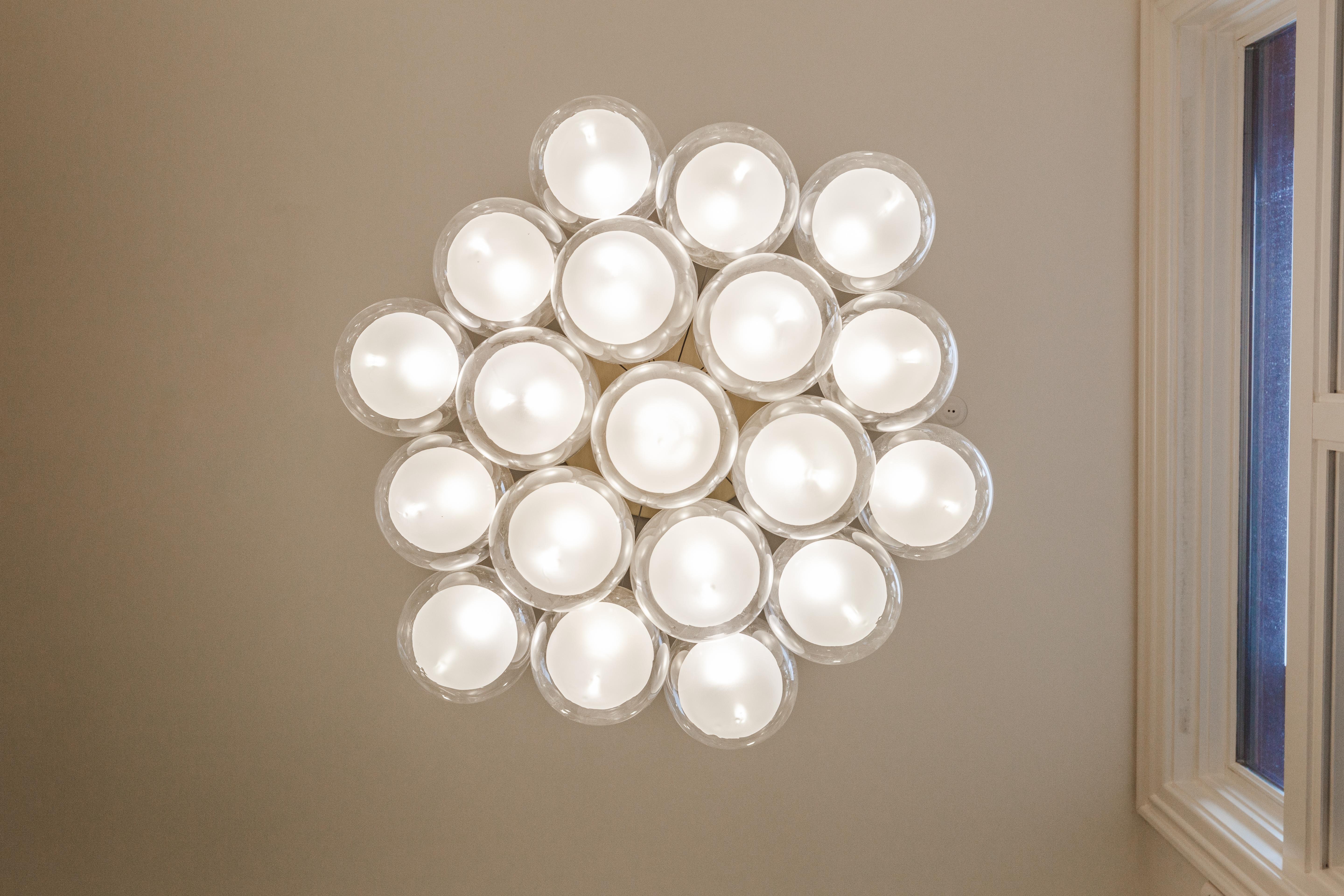 Americano Lampadario da salotto in vetro soffiato Kadur Frost 19 Cluster, 6
