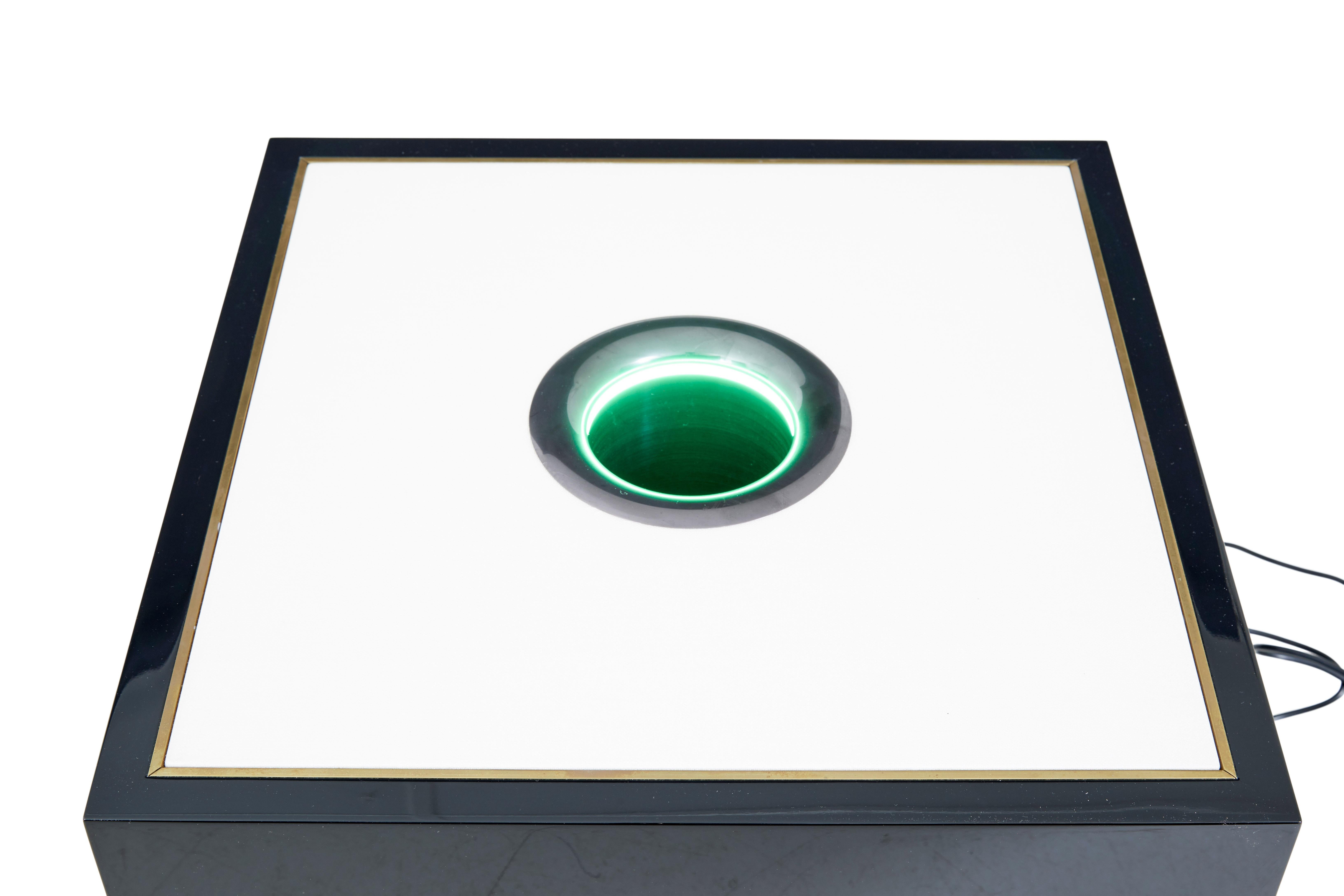 Blackened Kaelo wine cooler fitted occasional bar table For Sale