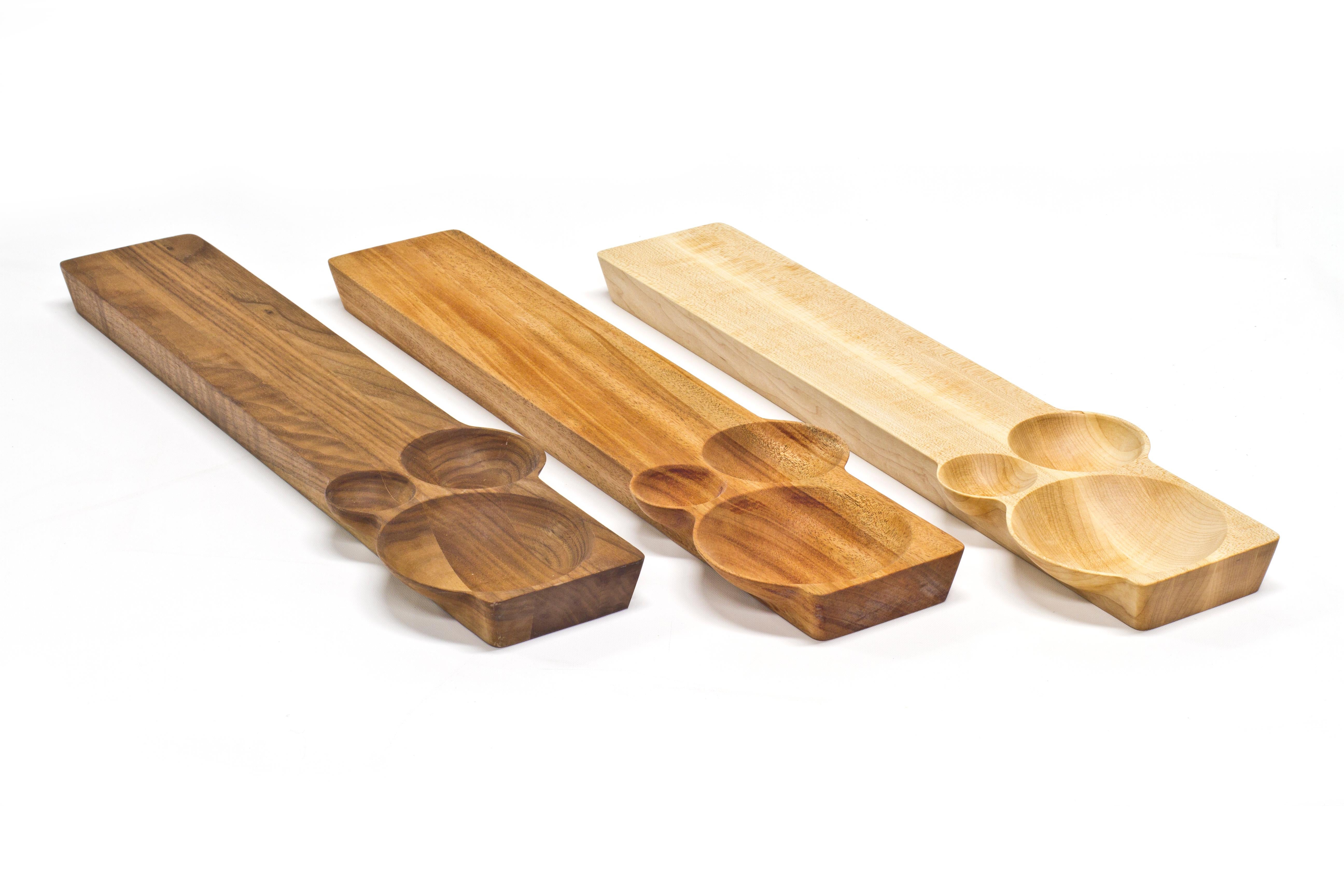 Contemporary Kafi 3 Cheese Board in Oiled Walnut by Martin Leugers & Tricia Wright for Wooda For Sale