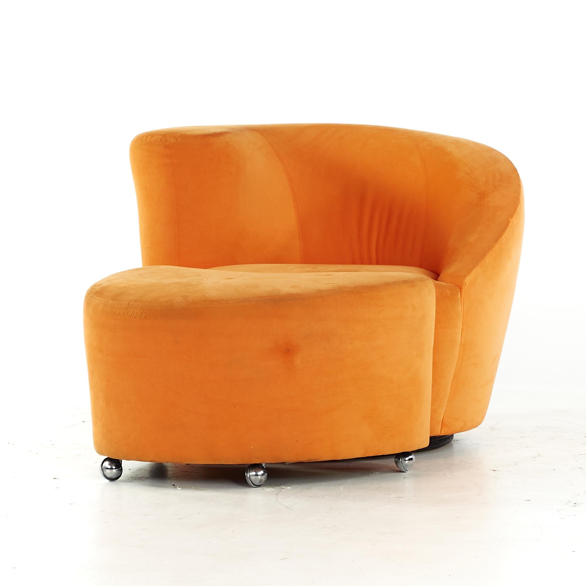 Late 20th Century Kagan for Directional Midcentury Lounge Chairs with Ottoman, Pair For Sale