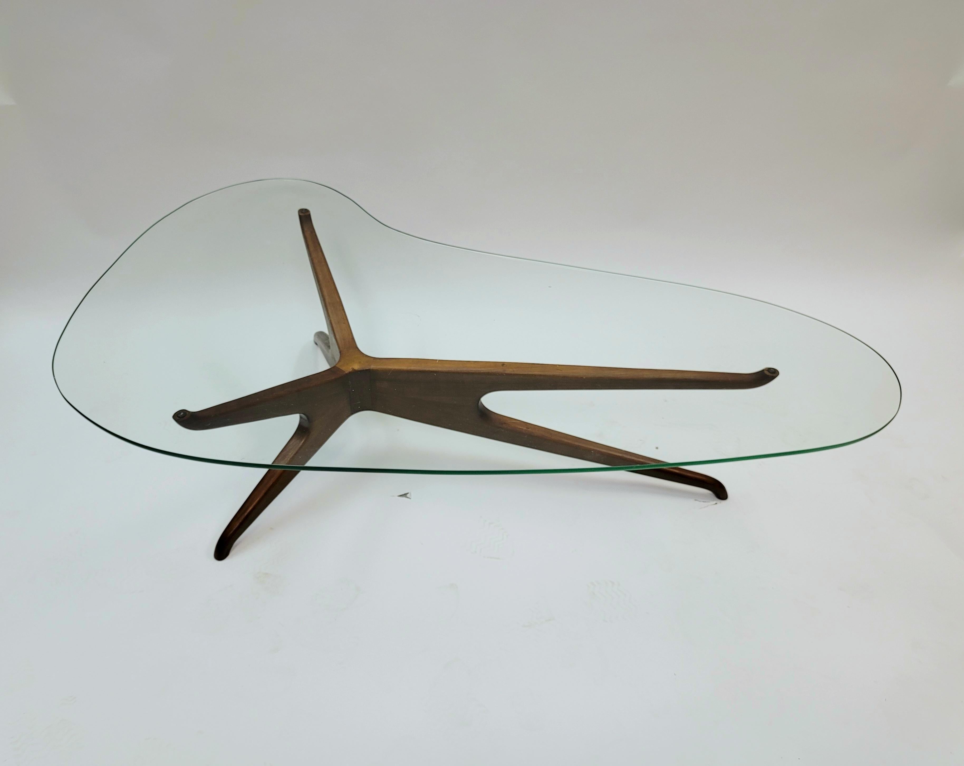 Wood and Glass Trisymmetric Coffee Table 1