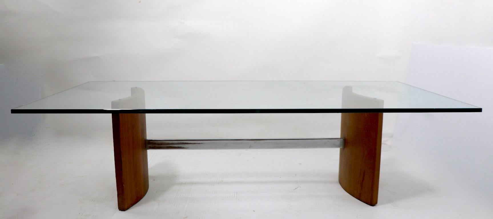 20th Century Kagan Propeller Glass Top Coffee Table for Selig For Sale