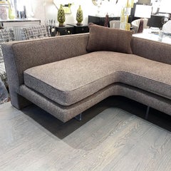 Kagan Sectional "Omnibus" Sofa w/ Lucite Legs & Smoked Taupe Tweed by Holly Hunt