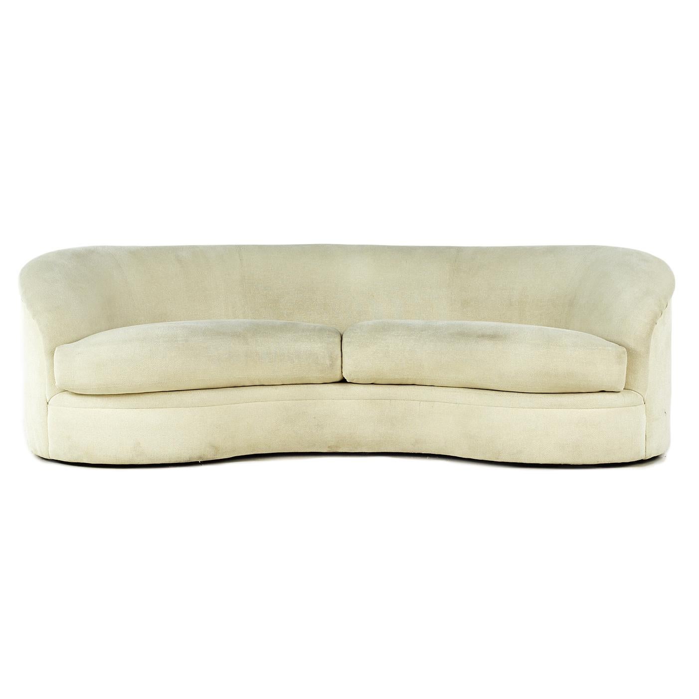 Vladimir Kagan Style Directional Furniture midcentury Biomorphic kidney sofa

This sofa measures: 85 wide x 47 deep x 28 inches high, with a seat height of 18 inches

All pieces of furniture can be had in what we call restored vintage condition.