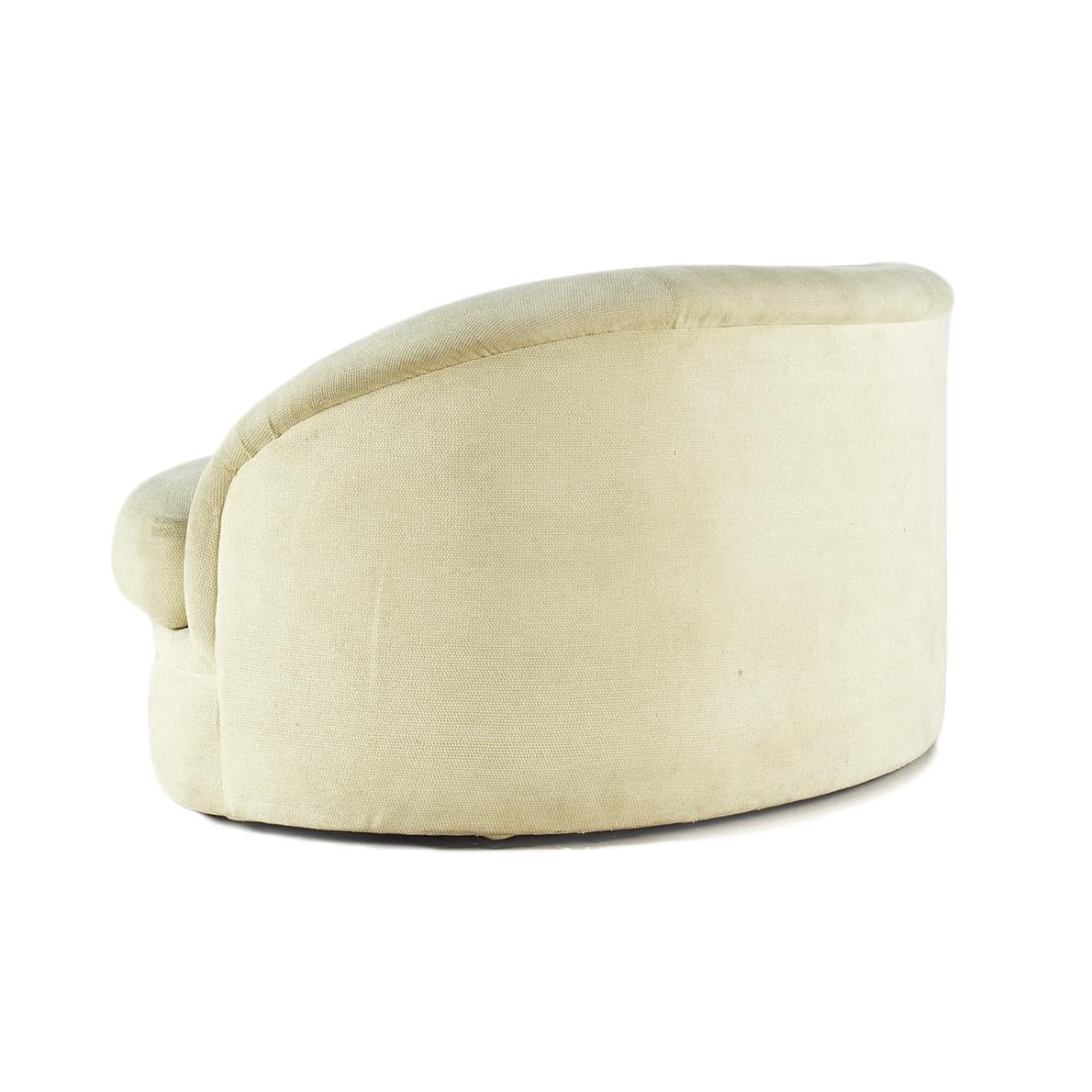 Tissu d'ameublement Kagan Style Directional Furniture Midcentury Canapé Biomorphe à Reins en vente