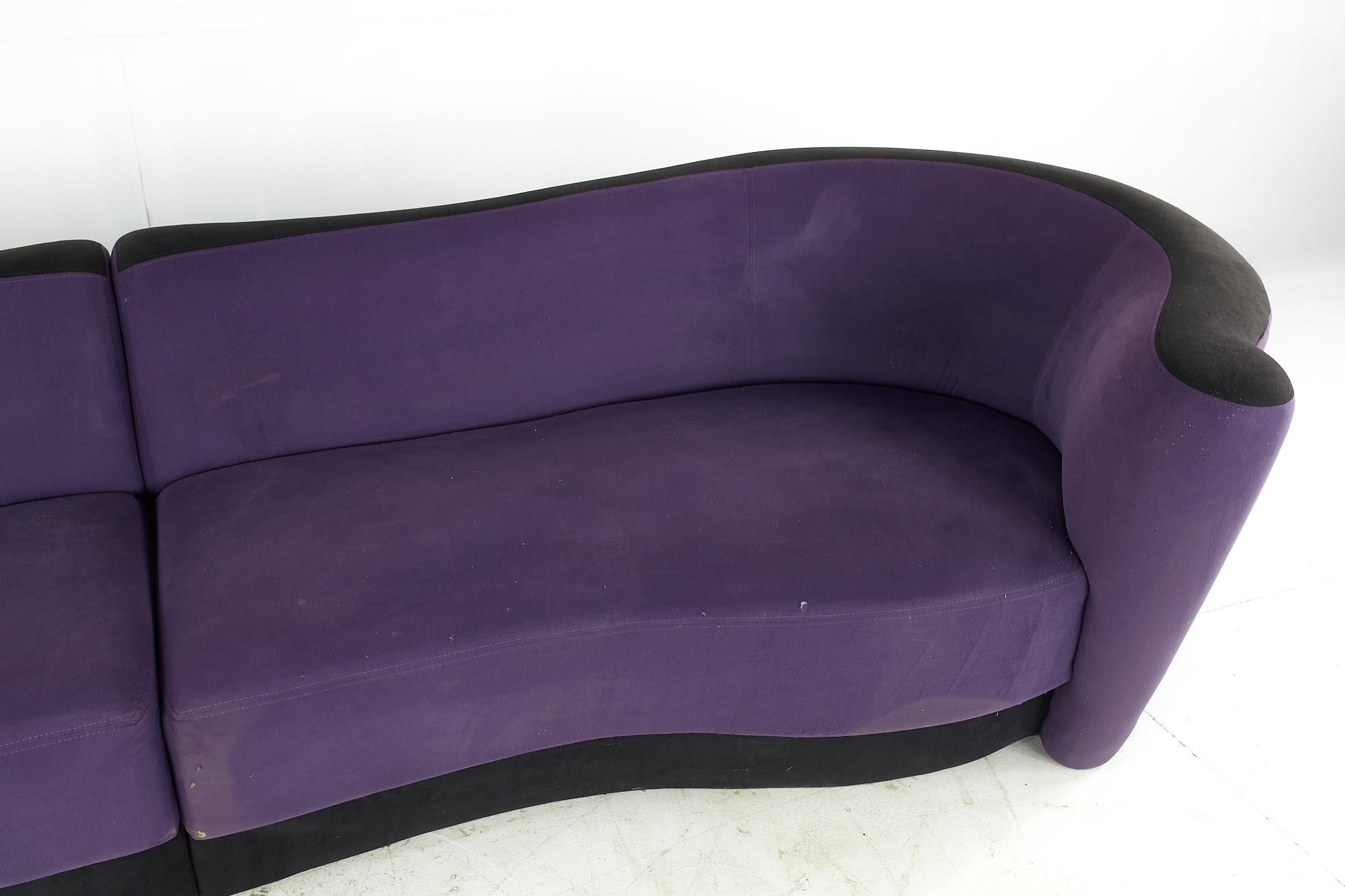 Kagan Style Midcentury Plinth Base 2 Piece Sofa For Sale 1