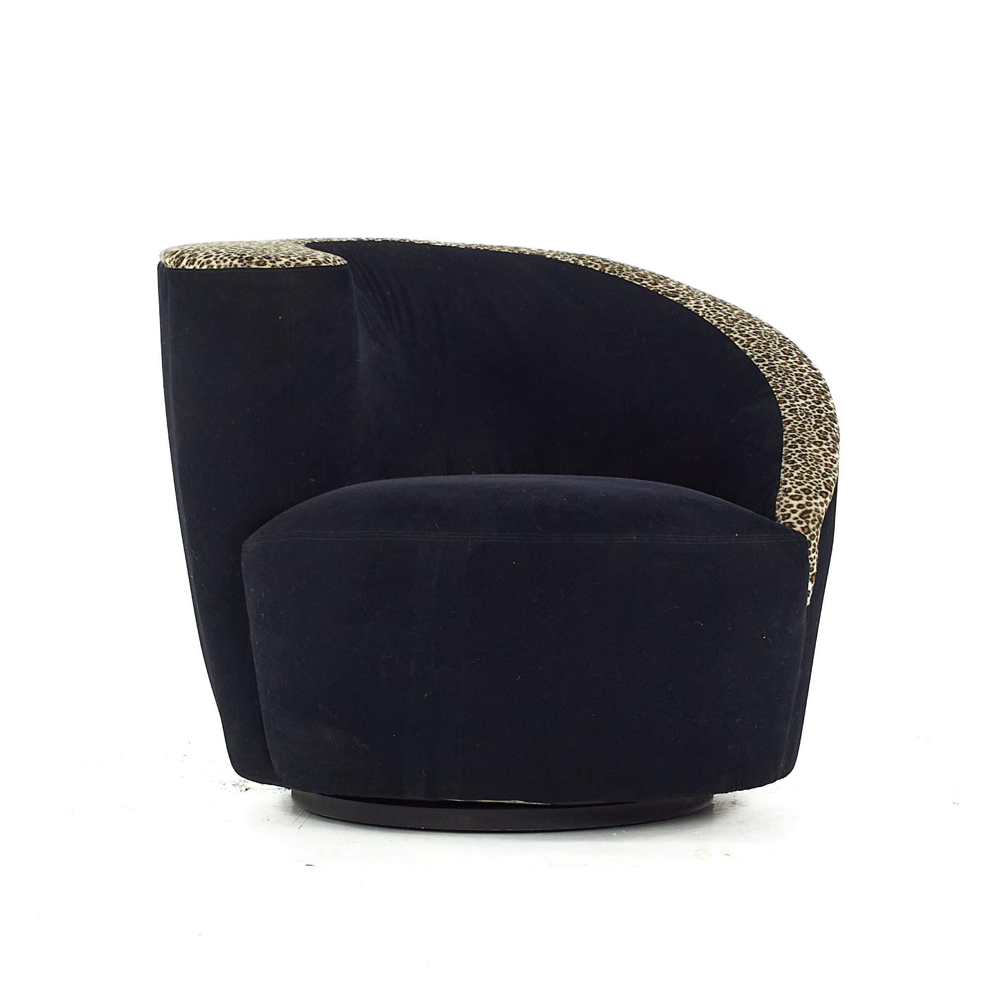 American Kagan Style Weiman Midcentury Nautilus Swivel Lounge Chair, Pair For Sale