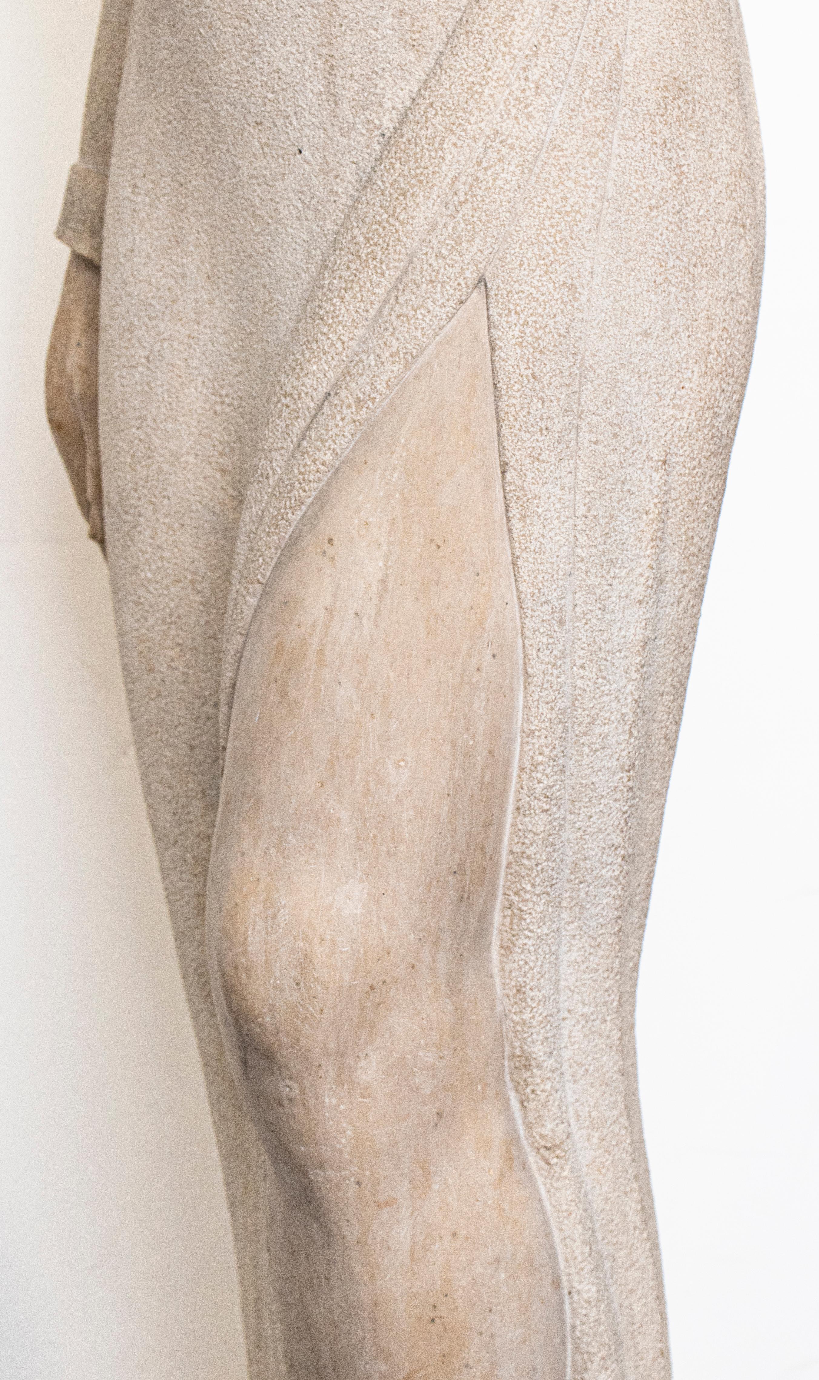 'Kahan' Modernist Signed Carved Stone Woman Sculpture For Sale 5