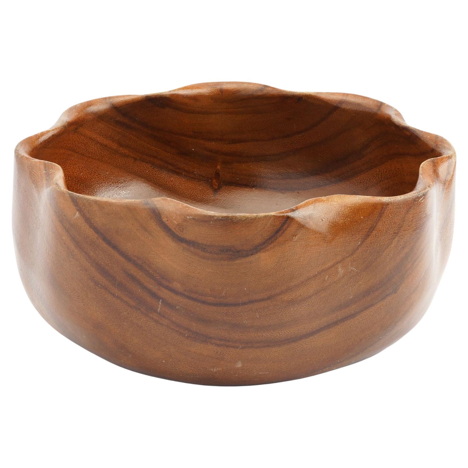 Kahana Traders hand carved monkeypod wood bowl, 1950-55 For Sale