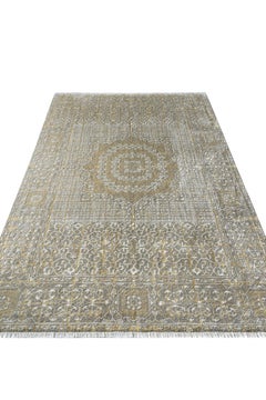 Kahhal Looms Mamluk Medallion Infused "Gold" Hand-Knotted 350x250 Rug