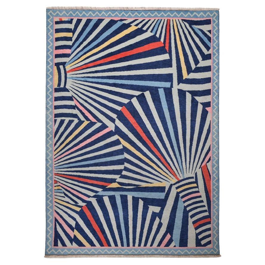 Kahhal Looms Radiating Masks "Neon Night" Hand-Knotted Rug by Louis Barthélemy For Sale