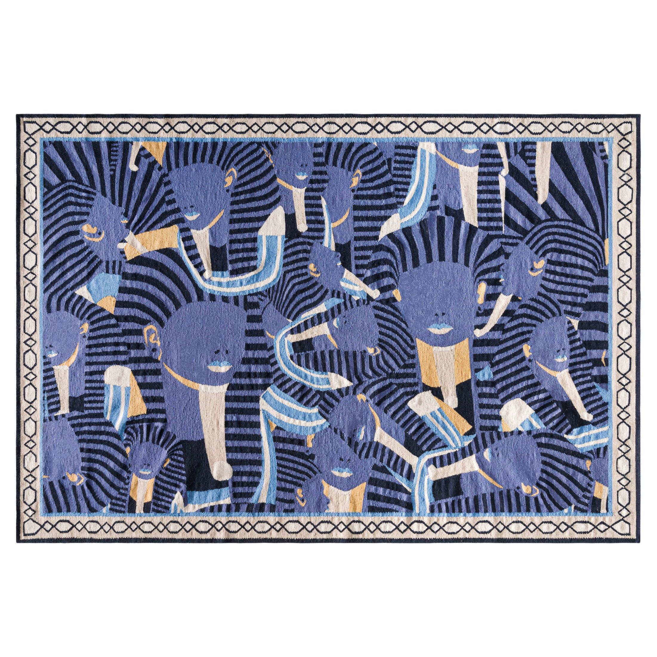 Kahhal Looms Swirling Legacy "Night" Hand-Woven Tapestry by Louis Barthélemy For Sale