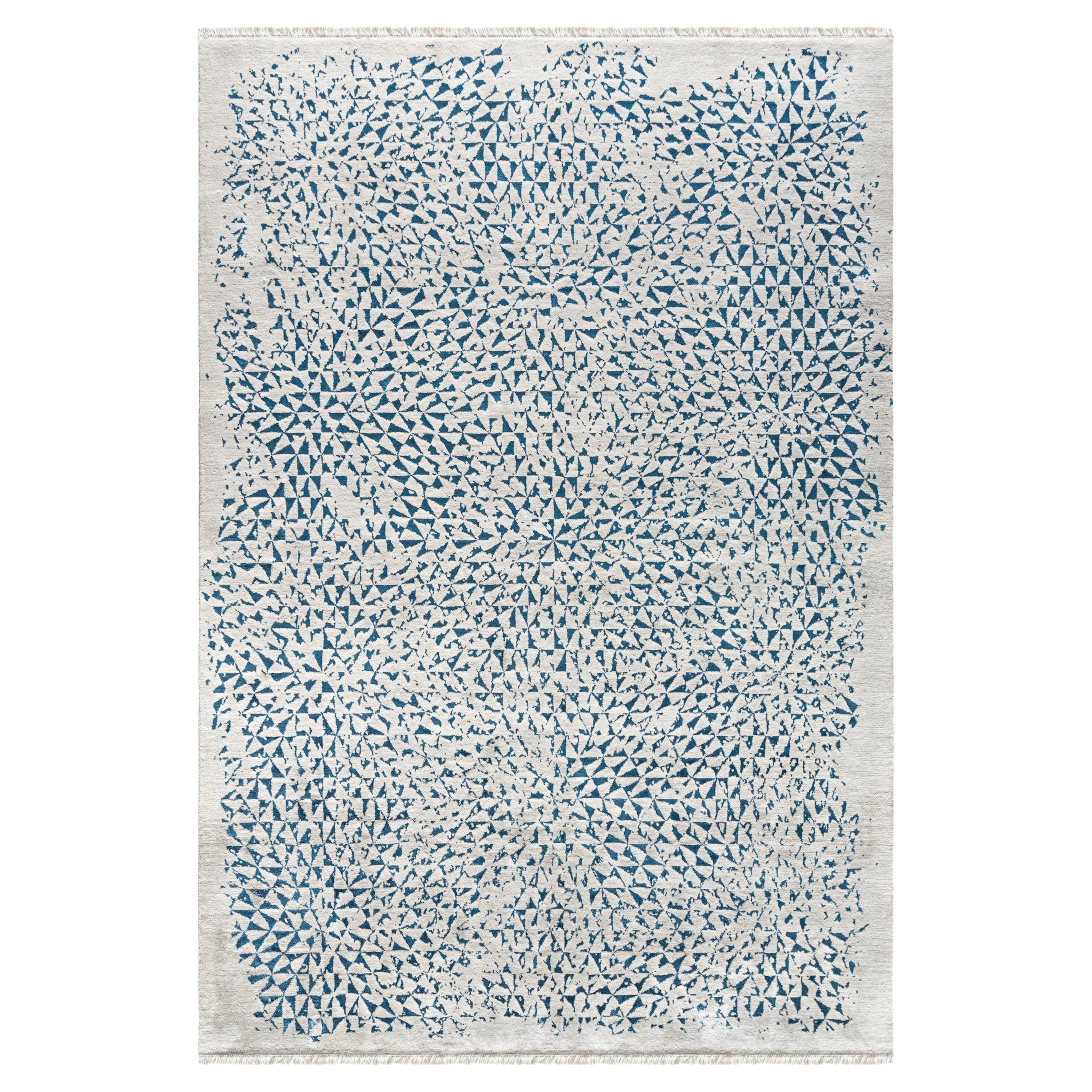 Kahhal Looms Wander "Blau" Handgeknüpfter Teppich 300x200 im Angebot