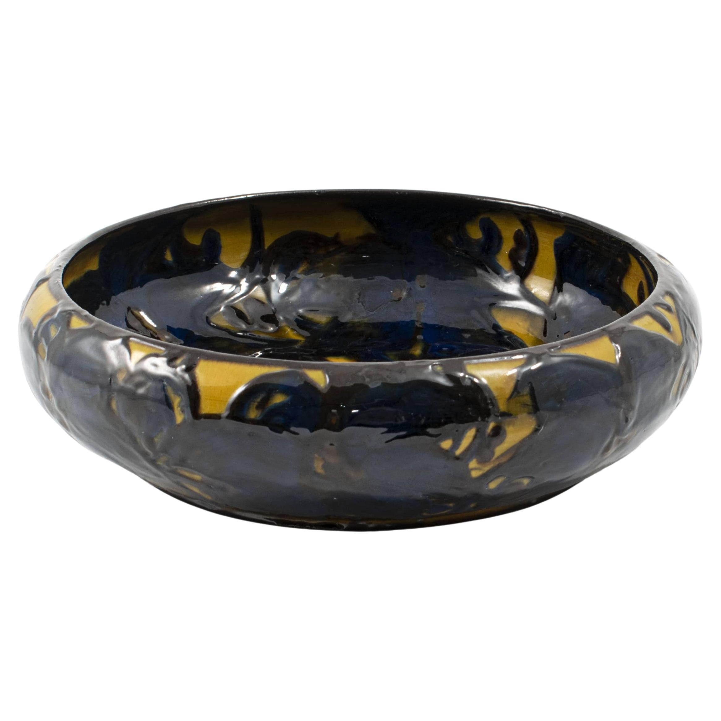 Kähler Ceramic Dish, Polychrome Decorated Glaze For Sale