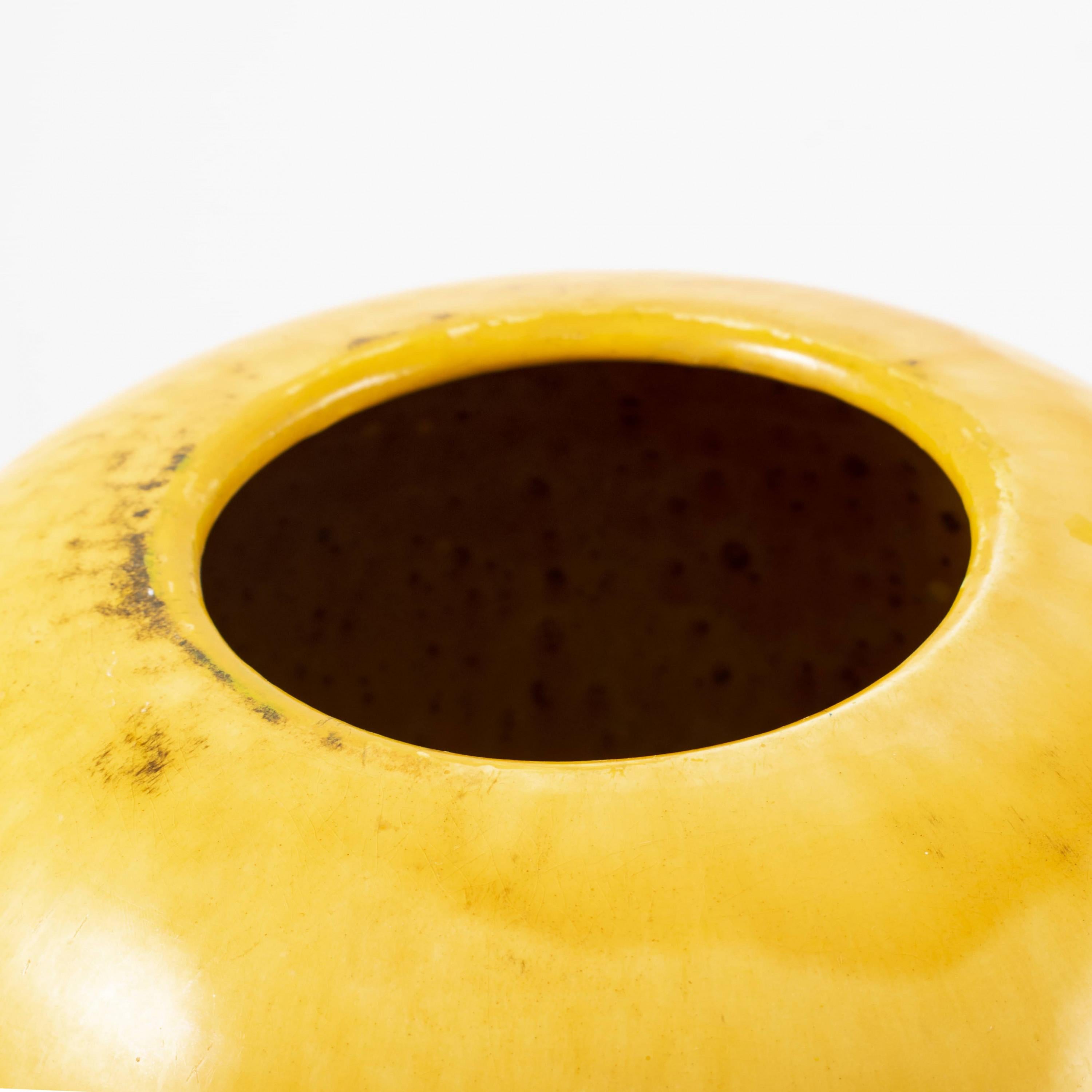 Scandinavian Modern Kähler Ceramic Vase Decorated with Yellow Glaze, Denmark, 1920-1930