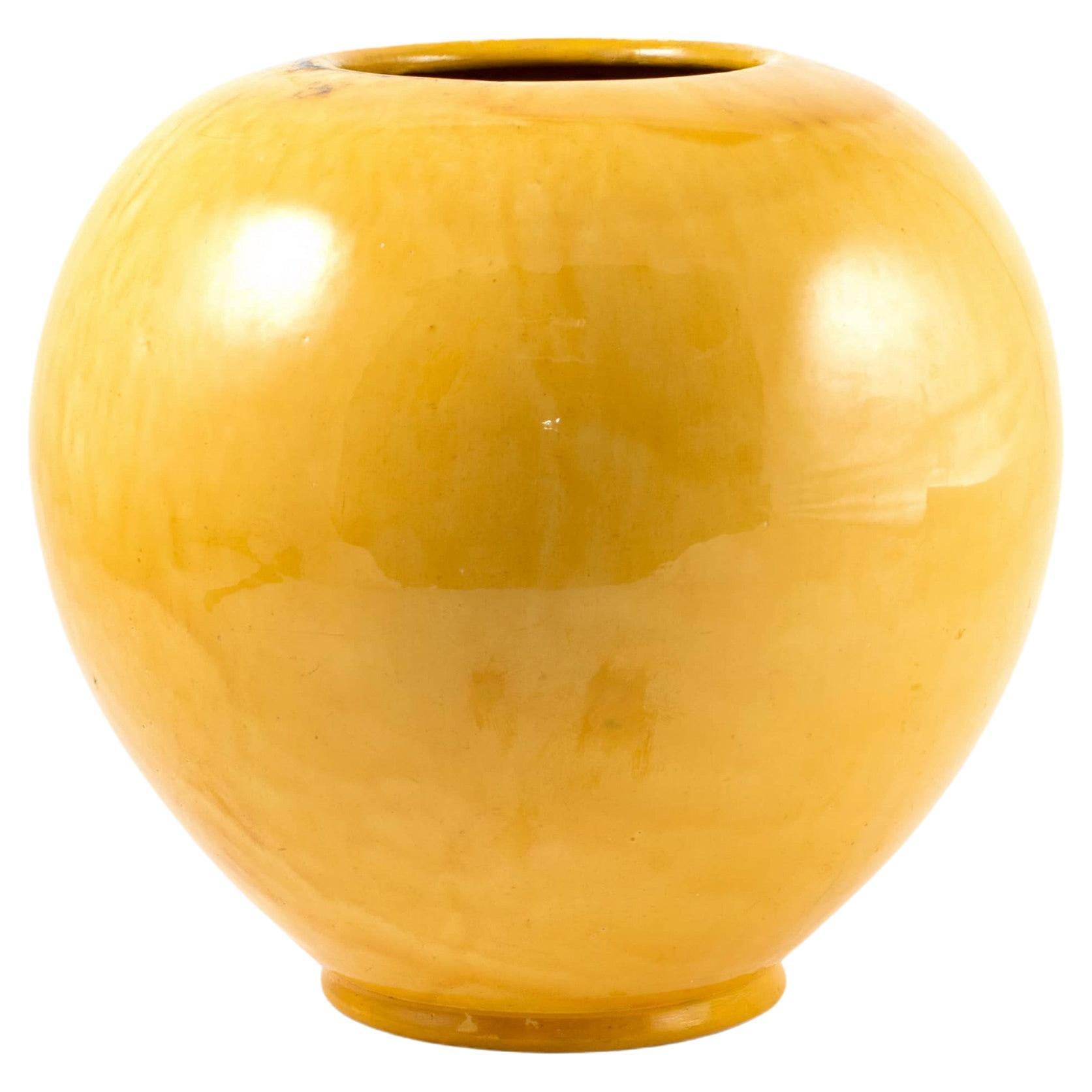 Kähler Ceramic Vase Decorated with Yellow Glaze, Denmark, 1920-1930