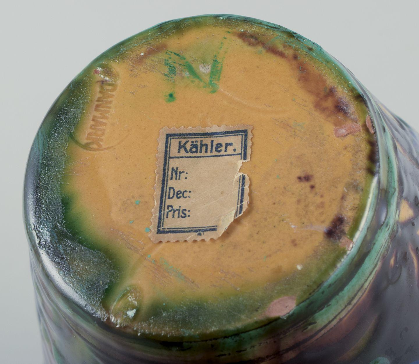 Metà XX secolo Kähler, vaso in ceramica con la tecnica del corno di mucca. Ca 1930 in vendita