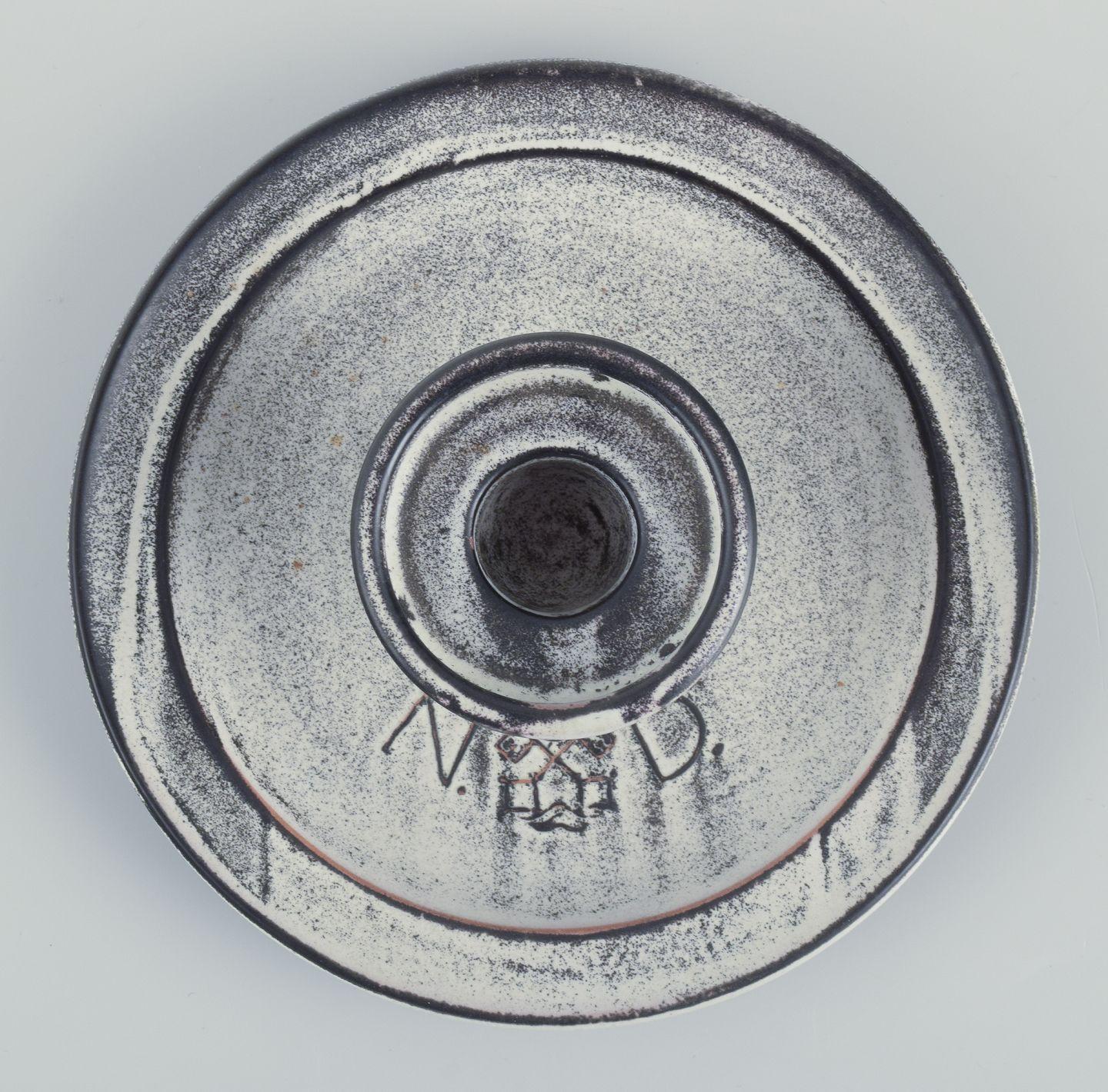 Danese Kähler, candeliere da camera in ceramica. Doppio vetro grigio-nero. Metà del XX secolo. in vendita
