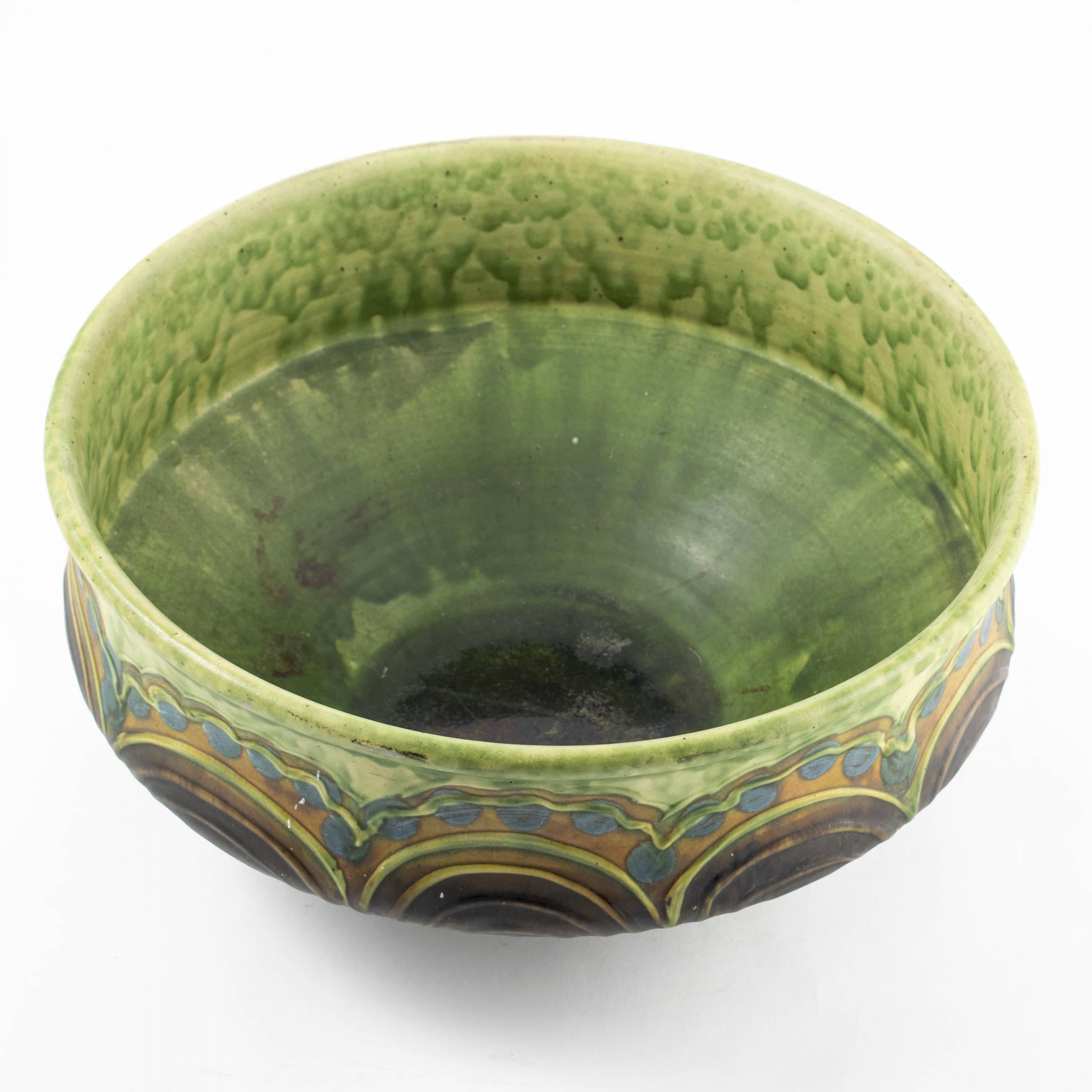 Glazed Kähler, Danish Art Nouveau Ceramic Bowl For Sale
