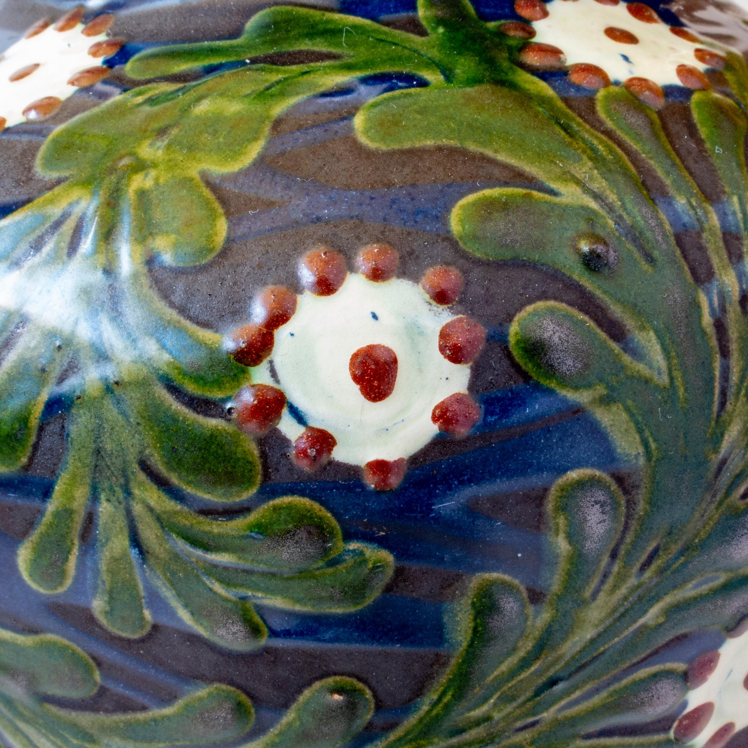 Kähler, D�änische dunkelblau glasierte Jugend-Keramikvase, jetzt eine Lampe (Jugendstil)