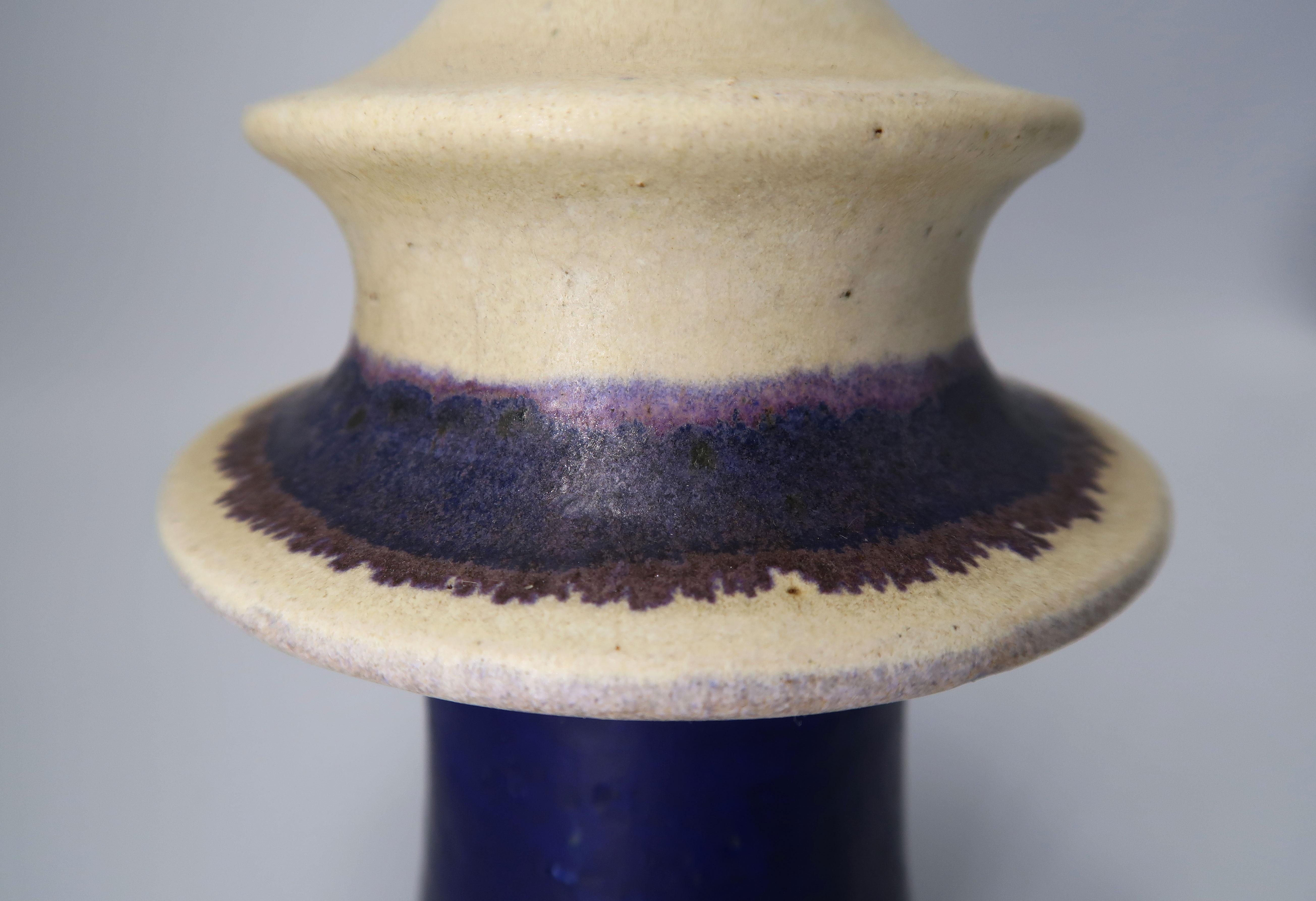 20th Century Danish Modern Blue, Lilac Tiered Ceramic Vase, Kähler, 1960s For Sale