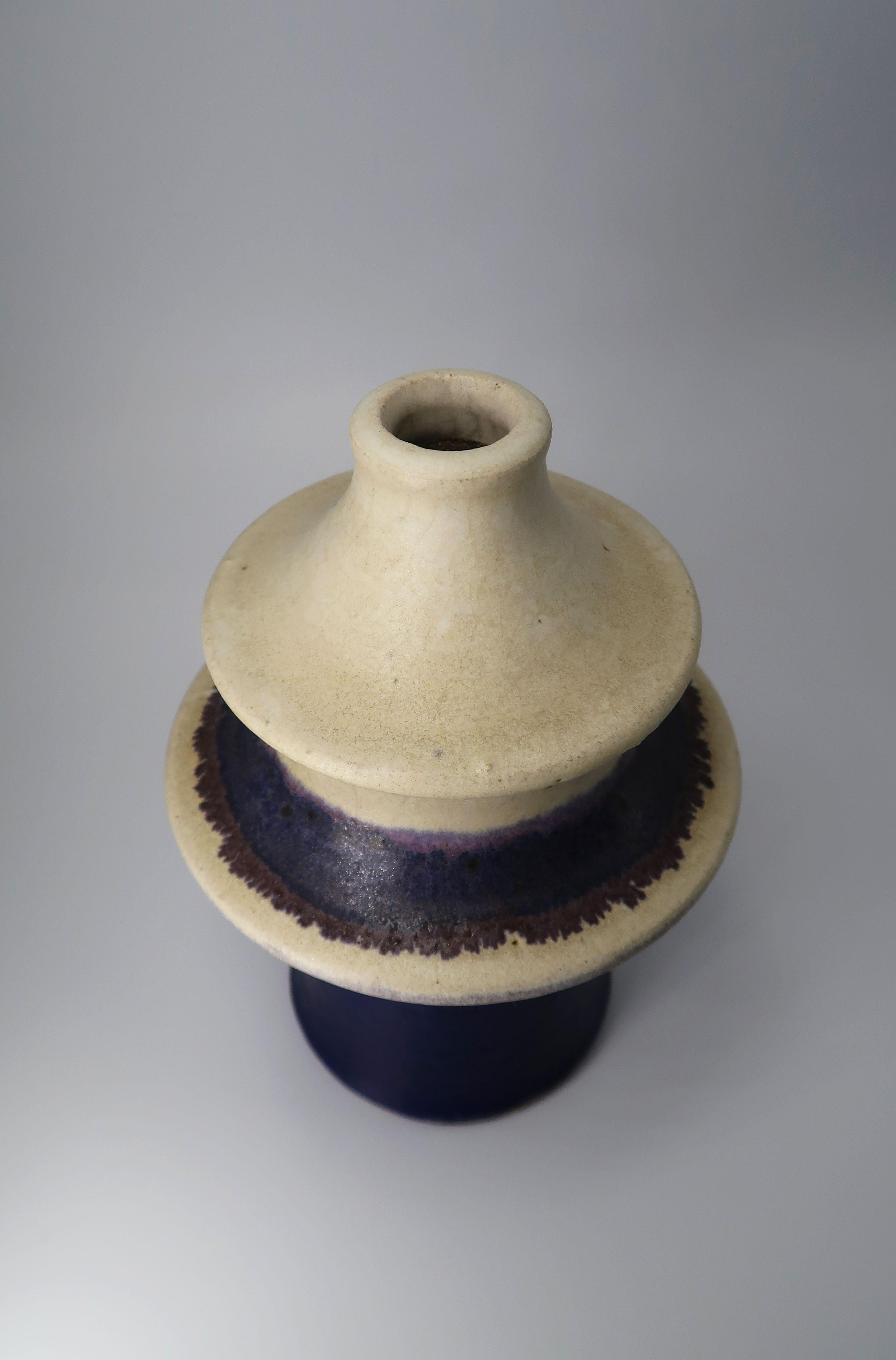 Danish Modern Blue, Lilac Tiered Ceramic Vase, Kähler, 1960s For Sale 1