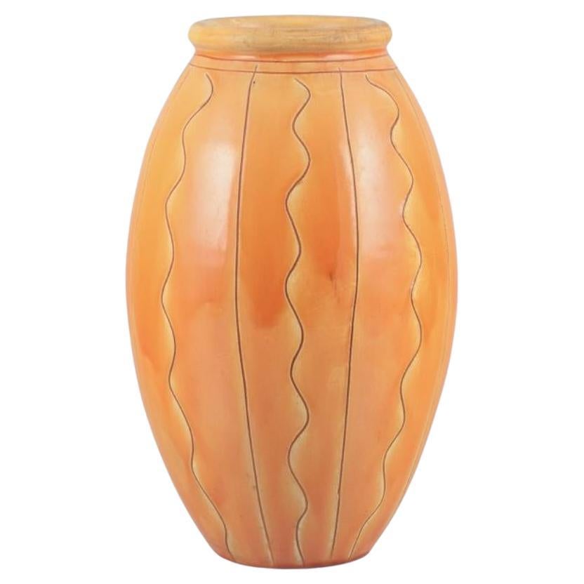 Kähler, Denmark. Ceramic vase in uranium glaze. Circa 1930s.