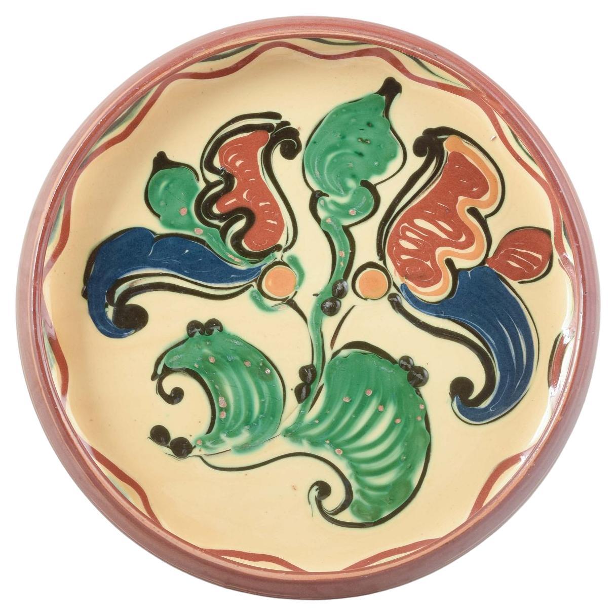 Kähler, Denmark. Decorative wall or serving dish in ceramic with floral motif. For Sale