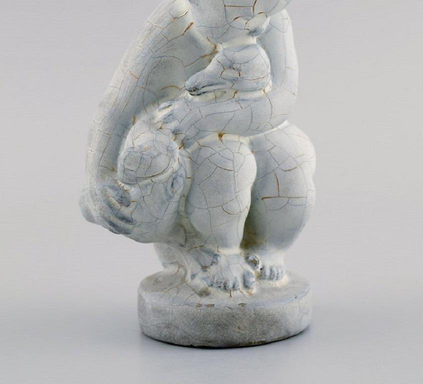 Danish Kähler, Denmark, Figure in Glazed Stoneware, Leda and the Swan For Sale
