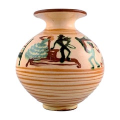Kähler Denmark, Glazed Ceramic Vase with Motifs from H.C. Andersen's Fairy Tales