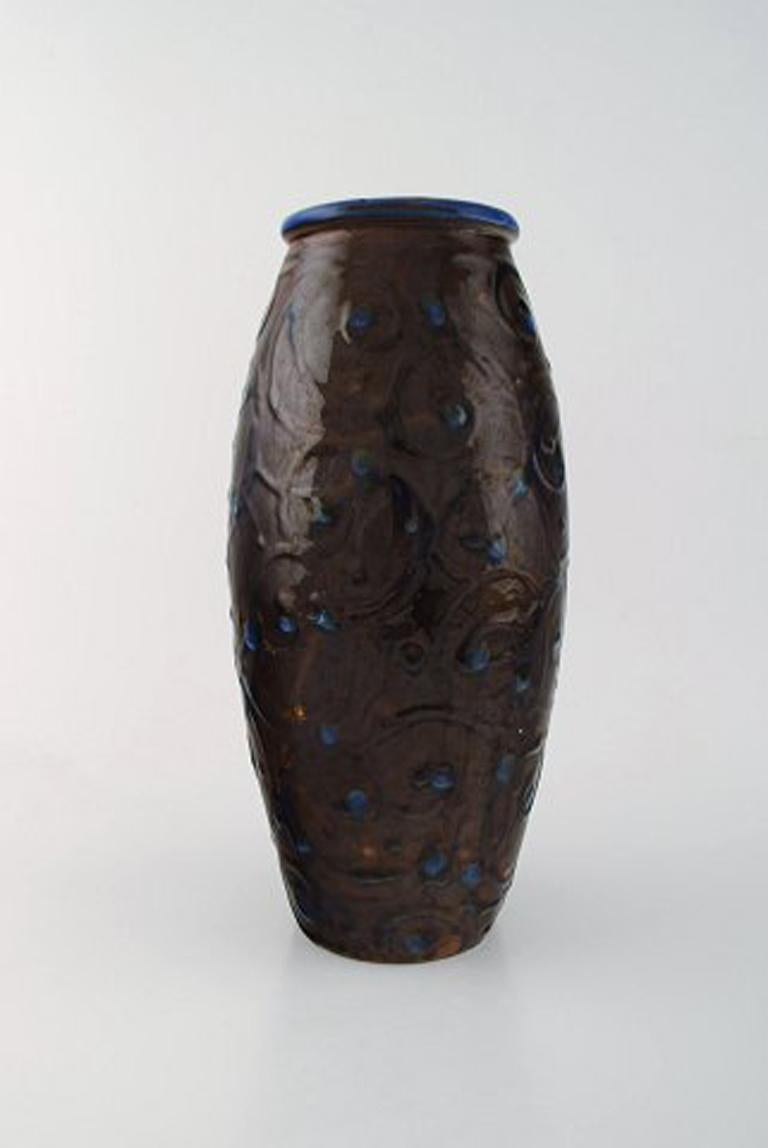 Art Deco Kähler, Denmark, Glazed Stoneware Vase, 1930s-1940s For Sale