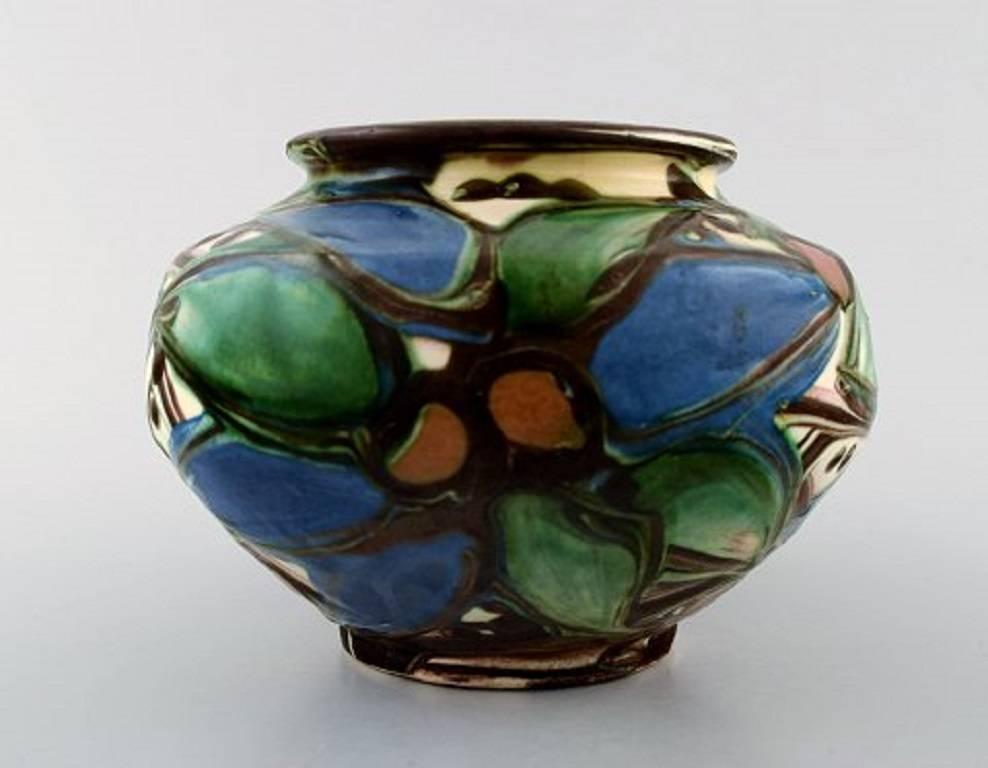 Art Deco Kähler, Denmark, Glazed Stoneware Vase, 1940s