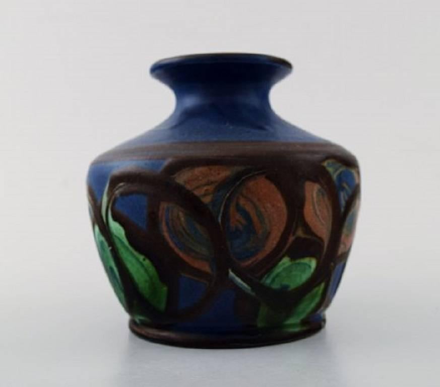 Art Deco Kähler, Denmark, Glazed Stoneware Vase, 1940s