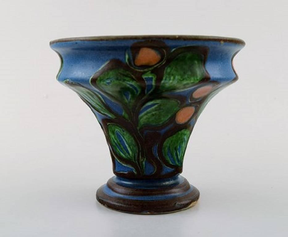 Art Deco Kähler, Denmark, Glazed Stoneware Vase, 1940s