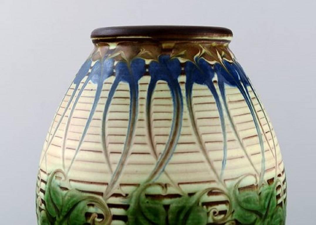 Art Deco Kähler, Denmark, Glazed Stoneware Vase, 1940s 