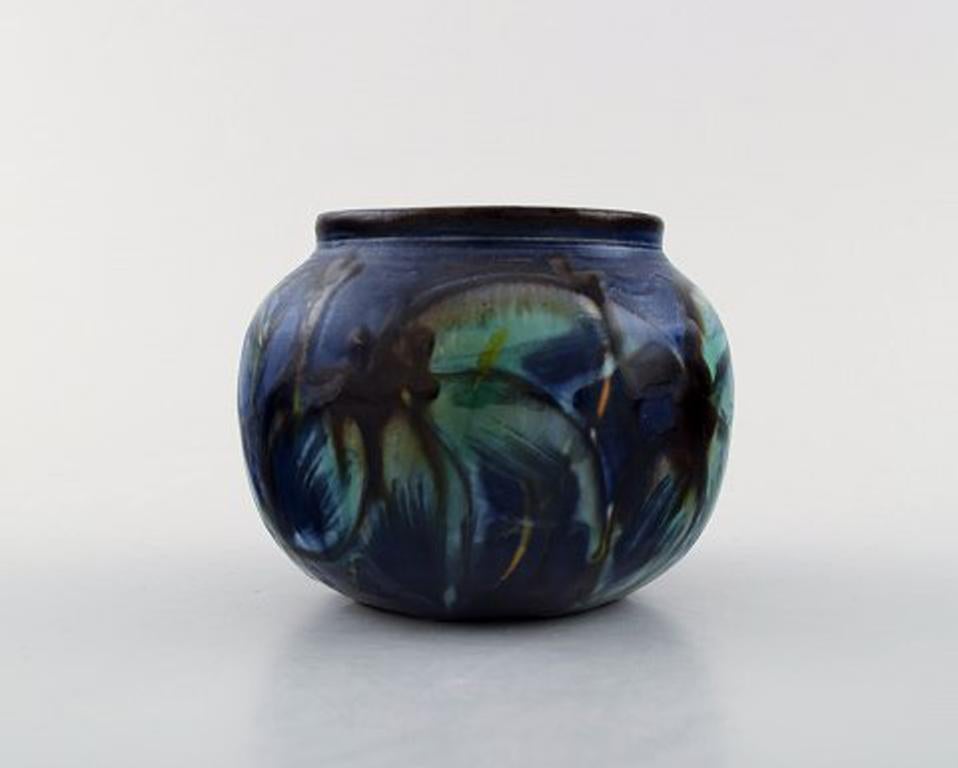 Art Deco Kähler, Denmark, Glazed Stoneware Vase in Modern Design, 1930s-1940s For Sale